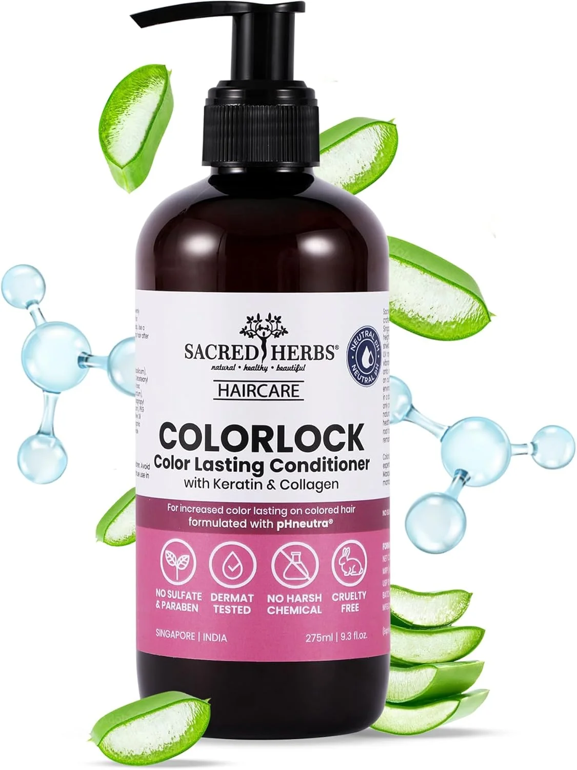نرم کننده موهای رنگ شده SacredHerbs pHneutra ColorLock Complete Care با محافظت UV، ۲۷۵ میلی لیتر نرم کننده موهای رنگ شده SacredHerbs pHneutra ColorLock Complete Care با محافظت UV، ۲۷۵ میلی لیتر
