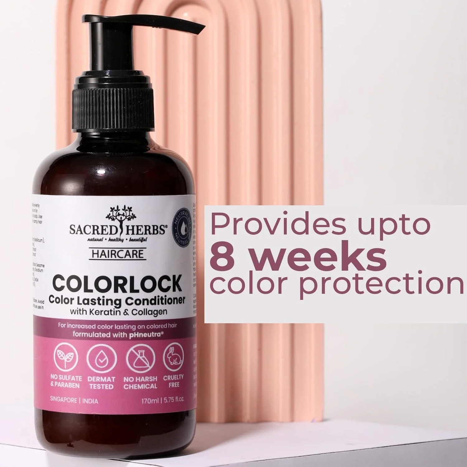 نرم کننده موهای رنگ شده SacredHerbs pHneutra ColorLock Complete Care با محافظت UV، ۲۷۵ میلی لیتر نرم کننده موهای رنگ شده SacredHerbs pHneutra ColorLock Complete Care با محافظت UV، ۲۷۵ میلی لیتر