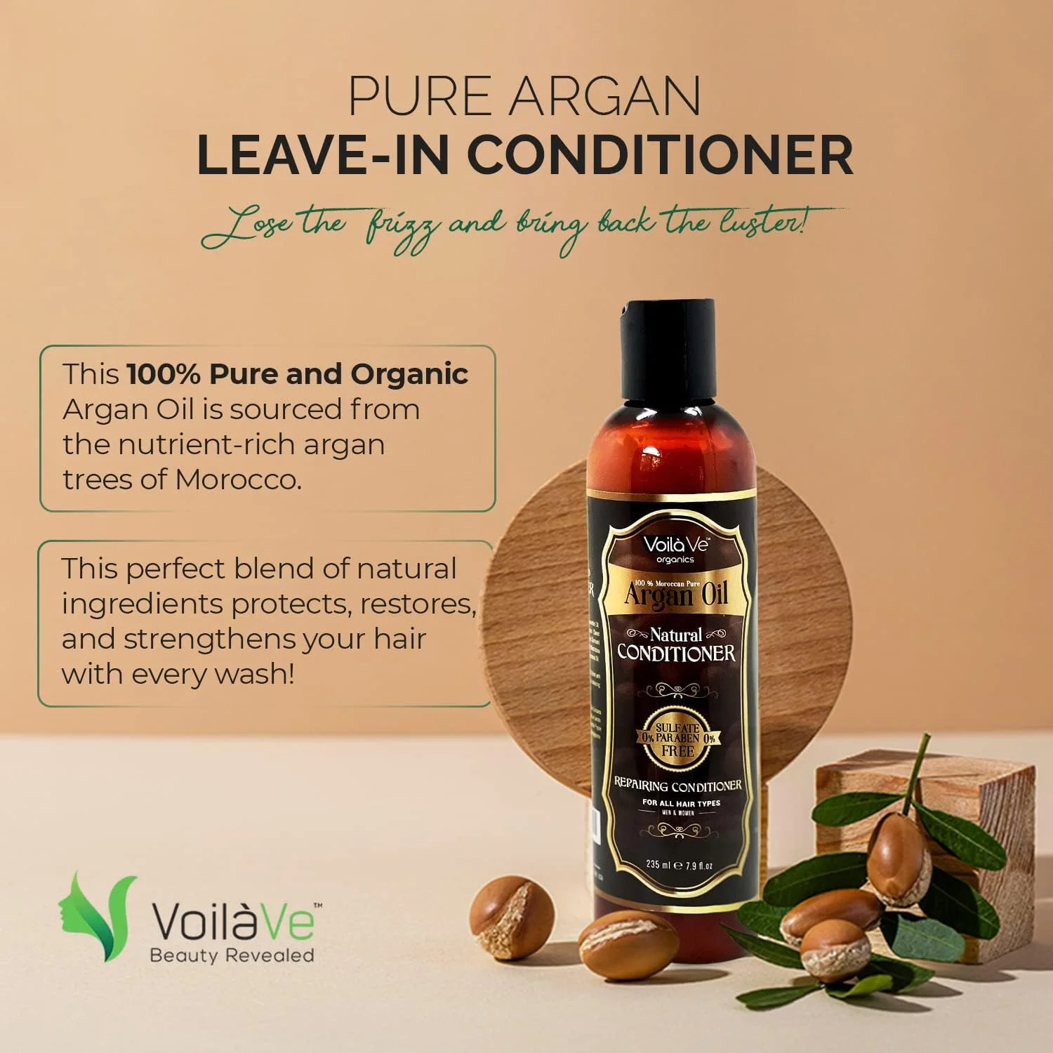 نرم کننده روغن آرگان مراکشی VoilaVe - نرم کننده موی آرگان بدون نیاز به آبکشی - ساخته شده از مواد طبیعی برای انواع مو - درمان نرم کننده عمیق برای موهای آسیب دیده، خشک و رنگ شده - 236 میلی لیتر نرم کننده روغن آرگان مراکشی VoilaVe - نرم کننده موی آرگان بدون نیاز به آبکشی - ساخته شده از مواد طبیعی برای انواع مو - درمان نرم کننده عمیق برای موهای آسیب دیده، خشک و رنگ شده - 236 میلی لیتر