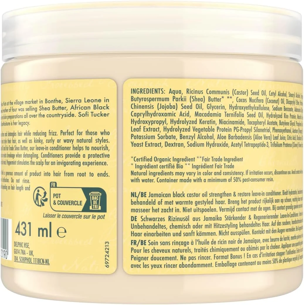 نرم کننده مو بدون نیاز به آبکشی تقویت کننده و ترمیم کننده روغن کرچک سیاه جامائیکایی Shea Moisture، بدون سیلیکون و سولفات، مناسب موهای رنگ شده، حرارت دیده یا طبیعی، 431 میلی لیتر نرم کننده مو بدون نیاز به آبکشی تقویت کننده و ترمیم کننده روغن کرچک سیاه جامائیکایی Shea Moisture، بدون سیلیکون و سولفات، مناسب موهای رنگ شده، حرارت دیده یا طبیعی، 431 میلی لیتر