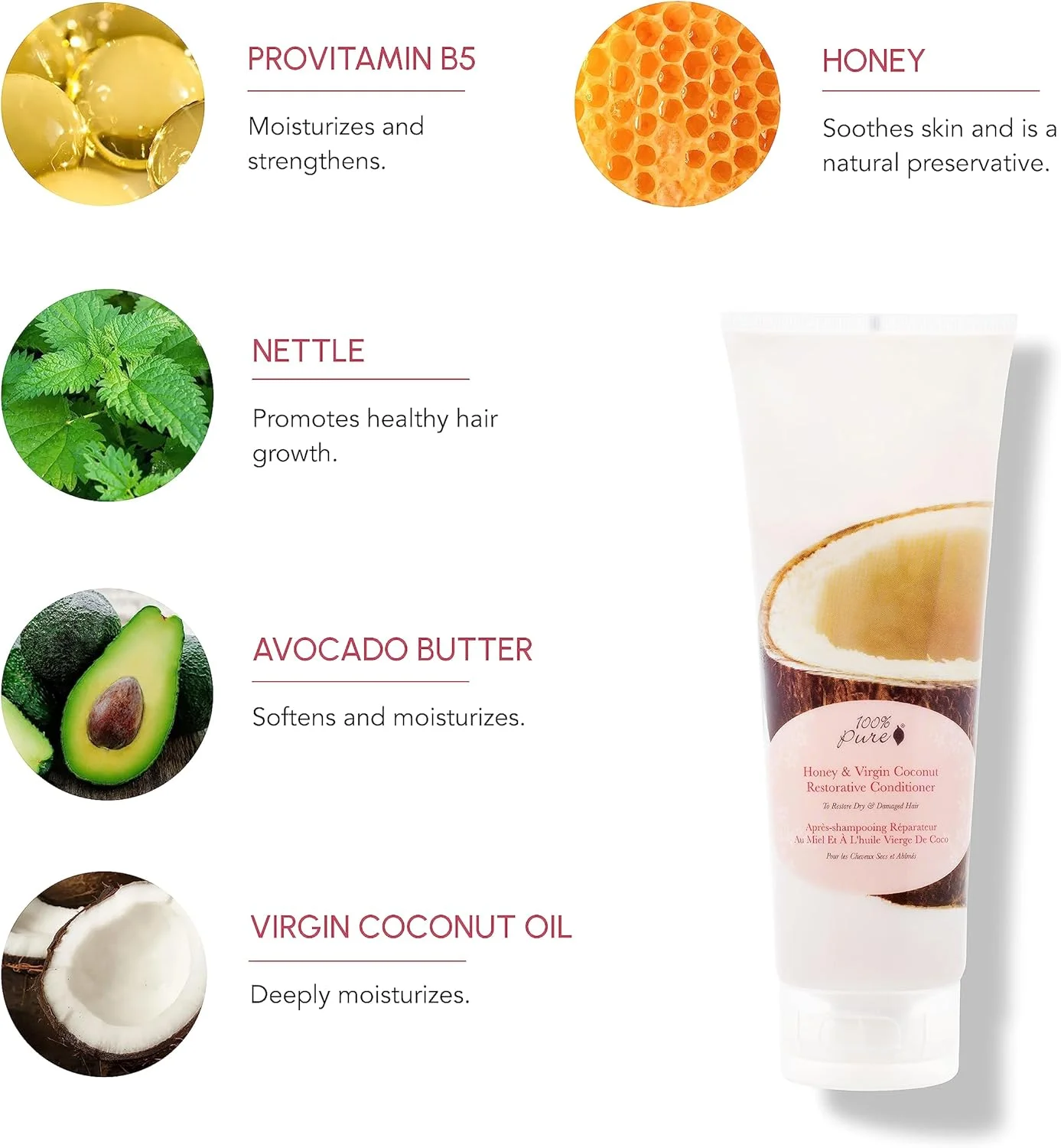 نرم کننده ترمیم کننده عسل و نارگیل خالص، مرطوب کننده و ترمیم کننده، تقویت کننده مواد مغذی برای موهای خشک و آسیب دیده، تقویت رشد سالم مو برای زنان و مردان - بدون سولفات - 236 میلی لیتر نرم کننده ترمیم کننده عسل و نارگیل خالص، مرطوب کننده و ترمیم کننده، تقویت کننده مواد مغذی برای موهای خشک و آسیب دیده، تقویت رشد سالم مو برای زنان و مردان - بدون سولفات - 236 میلی لیتر