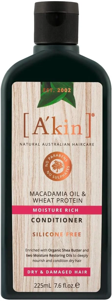 نرم کننده مو روغن ماکادمیا و پروتئین گندم آکين، غنی از رطوبت، 225 میلی لیتر نرم کننده مو روغن ماکادمیا و پروتئین گندم آکين، غنی از رطوبت، 225 میلی لیتر