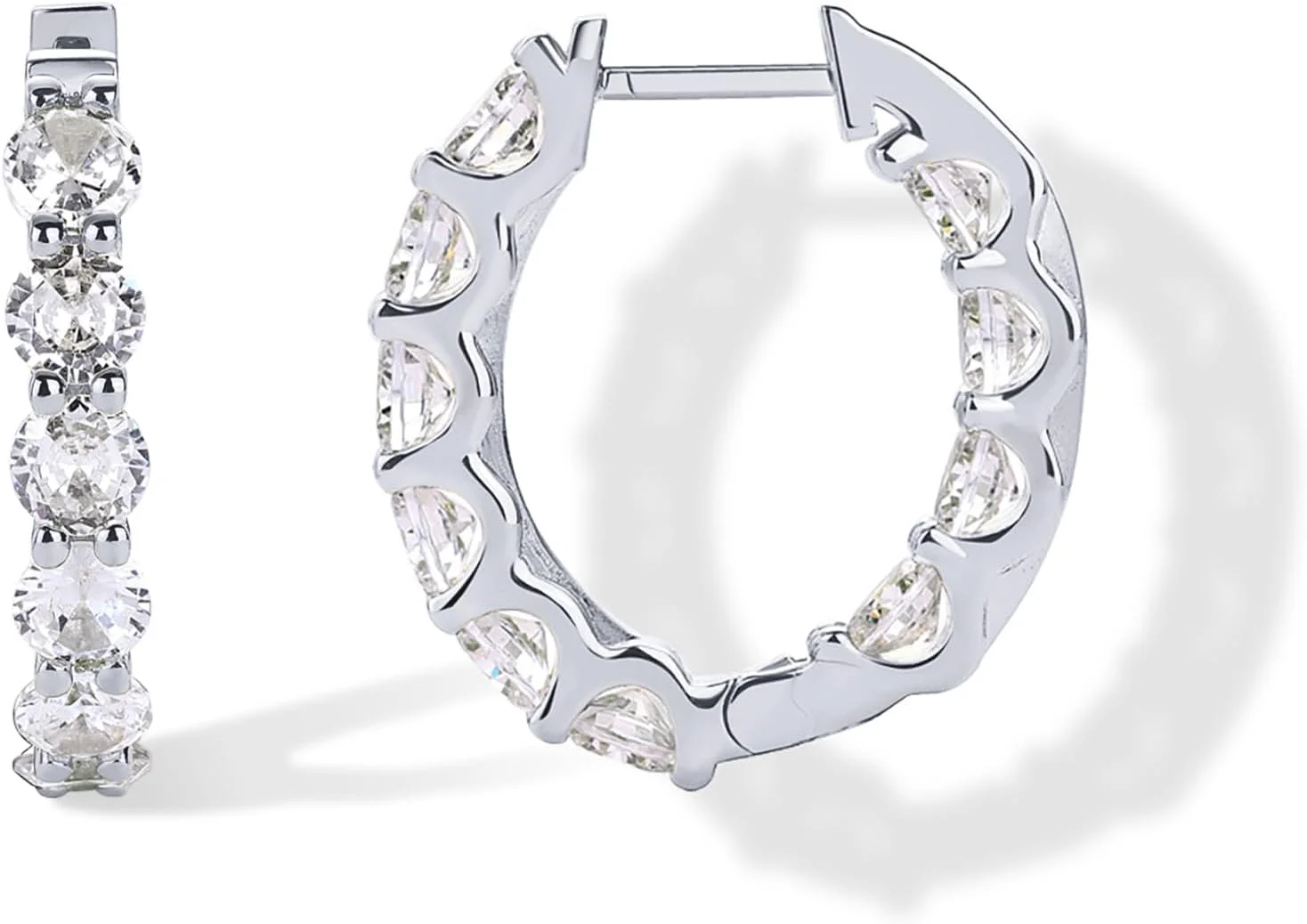 گوشواره های حلقه ای بیضی شکل زنانه پاوی با روکش طلای 14 عیار و نگین های زیرکونیا