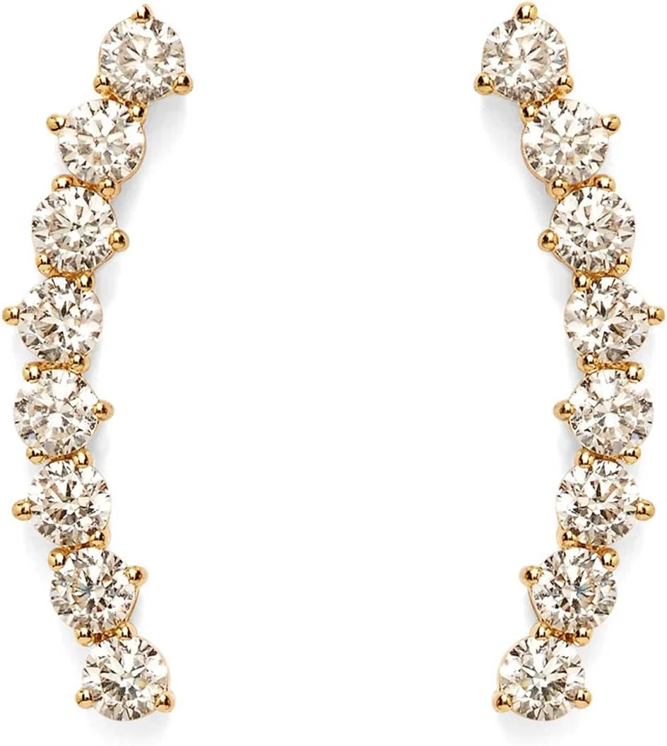 گوشواره های خزنده گوش طرح قلب و پیکان با روکش طلای 14 عیار پاوی - گوشواره های کاف دار، گوشواره های میخی ضد حساسیت