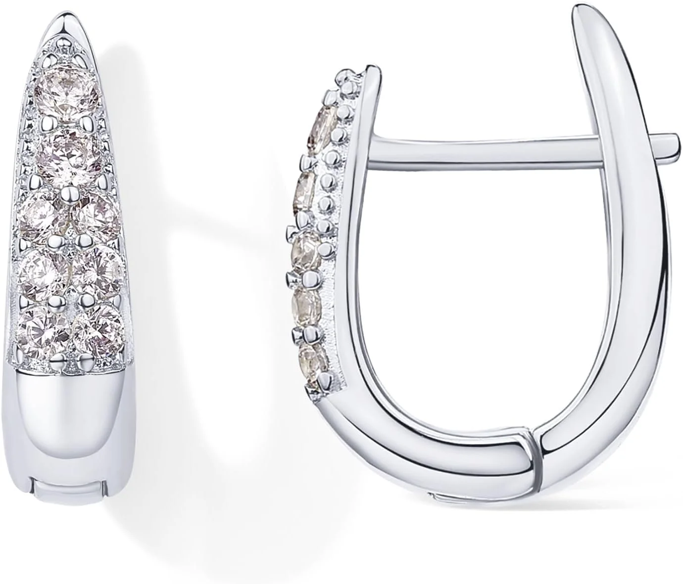 گوشواره های حلقه ای U شکل با روکش طلای 18 عیار و نگین های زیرکونیا مکعبی | گوشواره های بغل گوش CZ ضد حساسیت برای زنان