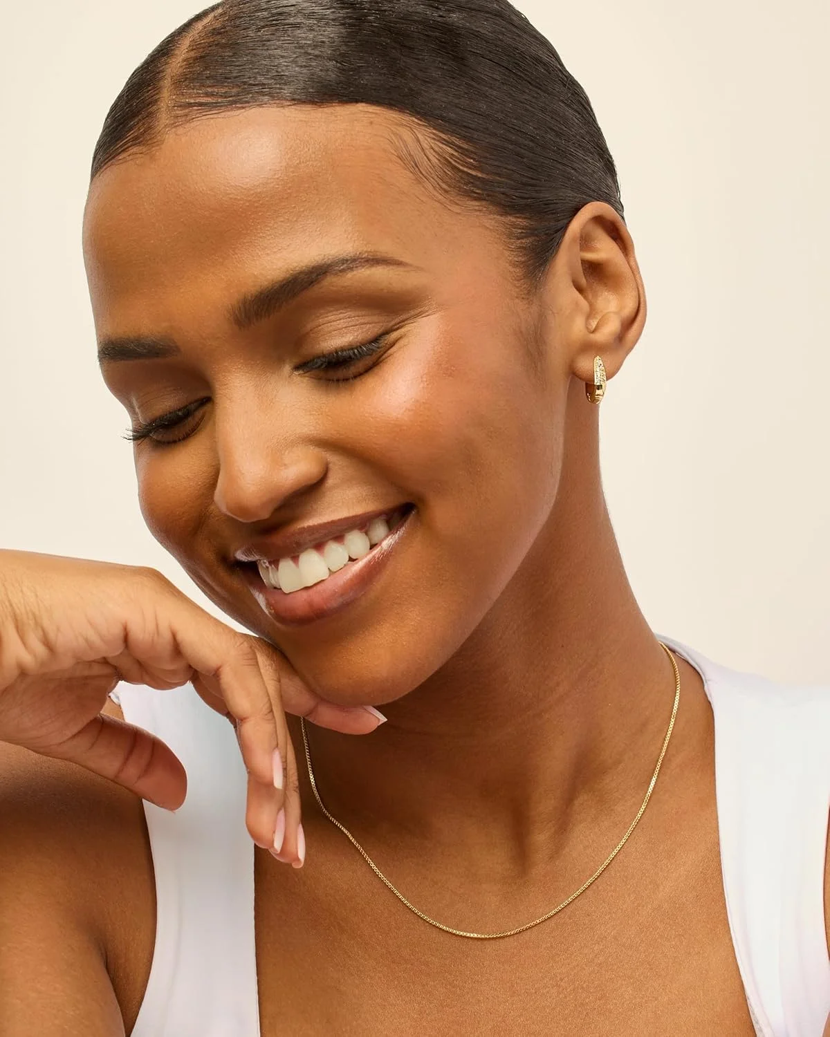 گوشواره های حلقه ای U شکل با روکش طلای 18 عیار و نگین های زیرکونیا مکعبی | گوشواره های بغل گوش CZ ضد حساسیت برای زنان گوشواره های حلقه ای U شکل با روکش طلای 18 عیار و نگین های زیرکونیا مکعبی | گوشواره های بغل گوش CZ ضد حساسیت برای زنان