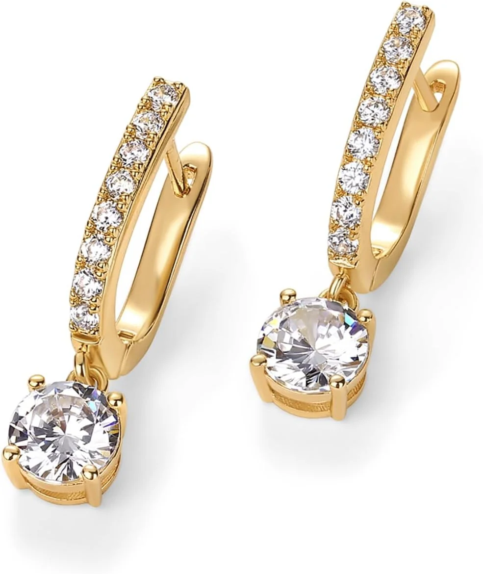 گوشواره های آویز عروس زنانه پاوی با روکش طلای 14 عیار - جواهرات مد روز با قفل ایمن گوشواره های آویز عروس زنانه پاوی با روکش طلای 14 عیار - جواهرات مد روز با قفل ایمن