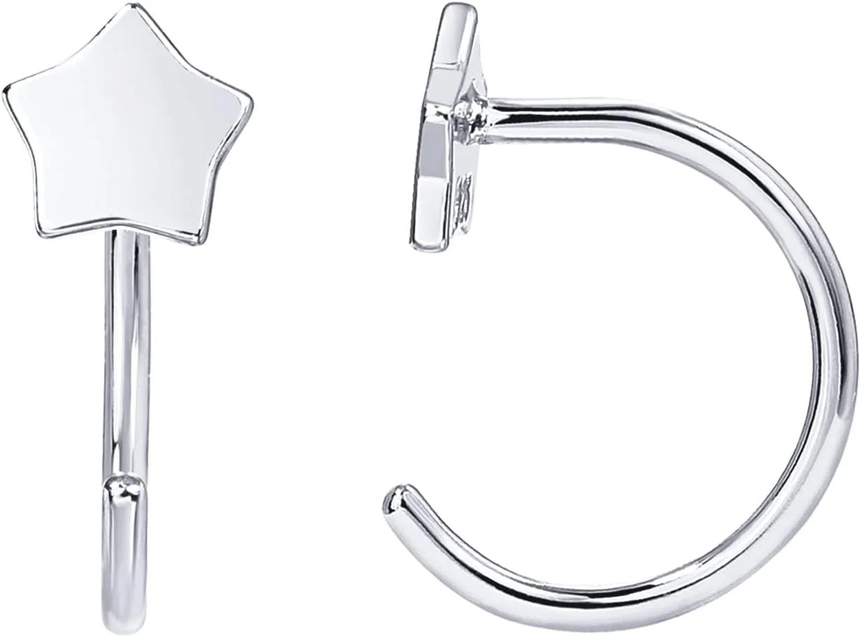 گوشواره های حلقه ای نیمه ای نقره استرلینگ 925 پاوی | گوشواره غضروفی کوچک مینیمالیستی ضد حساسیت