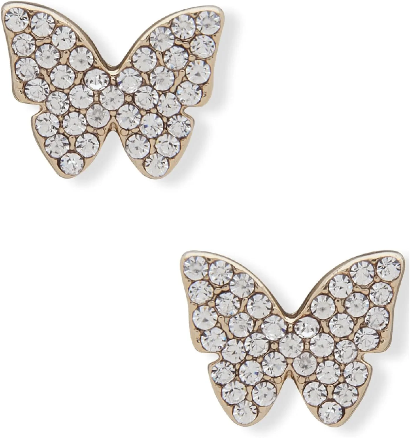 گوشواره های میخی پروانه ای زنانه DKNY طلایی با سنگ های کریستالی، 60538642، تیتانیوم روی