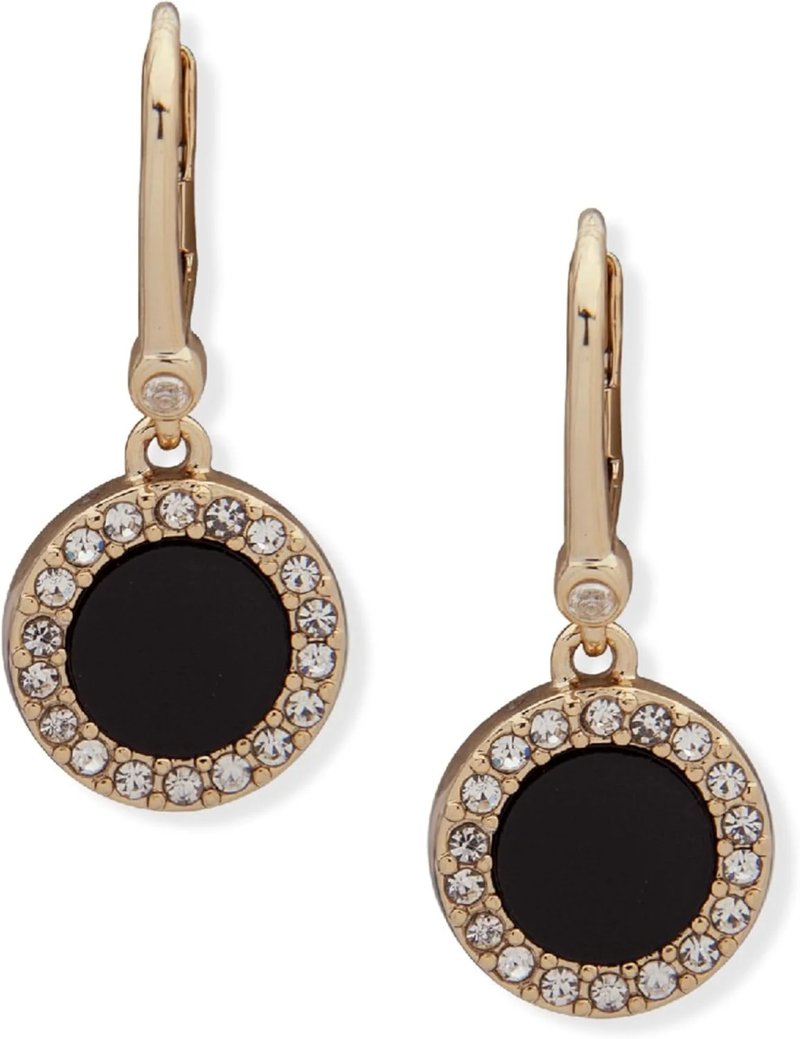 گوشواره های آویز کوچک نگین دار DKNY - گوشواره های طلایی زنانه - گوشواره های آویز ظریف - جواهرات زیبای زنانه