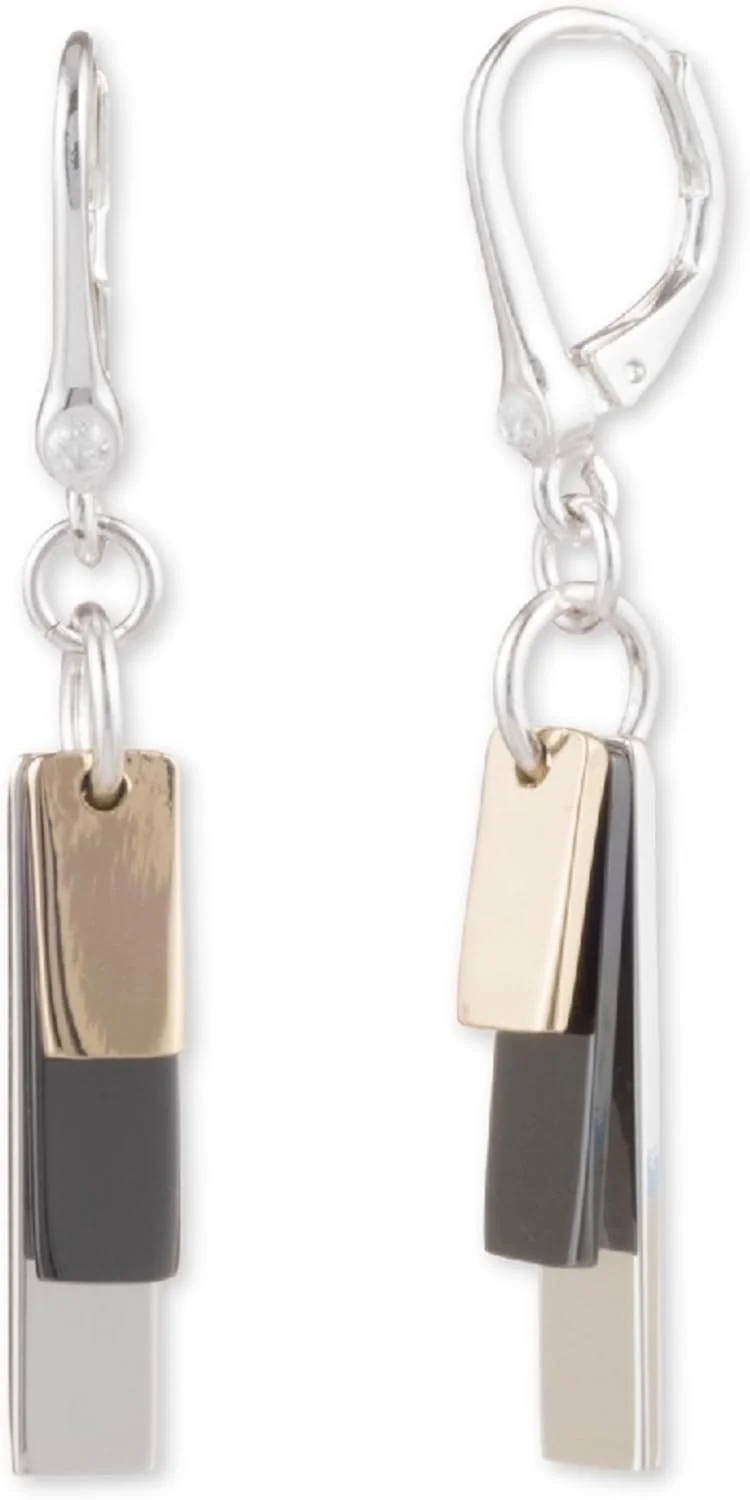 گوشواره های آویز سه رنگ DKNY - جواهرات مد زنانه - گوشواره های آویز زنانه - هدیه ای عالی برای زنان