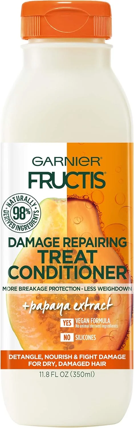 نرم کننده ترمیم کننده موهای آسیب دیده Garnier Fructis، 98 درصد مواد منشاء طبیعی، پاپایا، تغذیه موهای خشک و آسیب دیده، 350 میلی لیتر