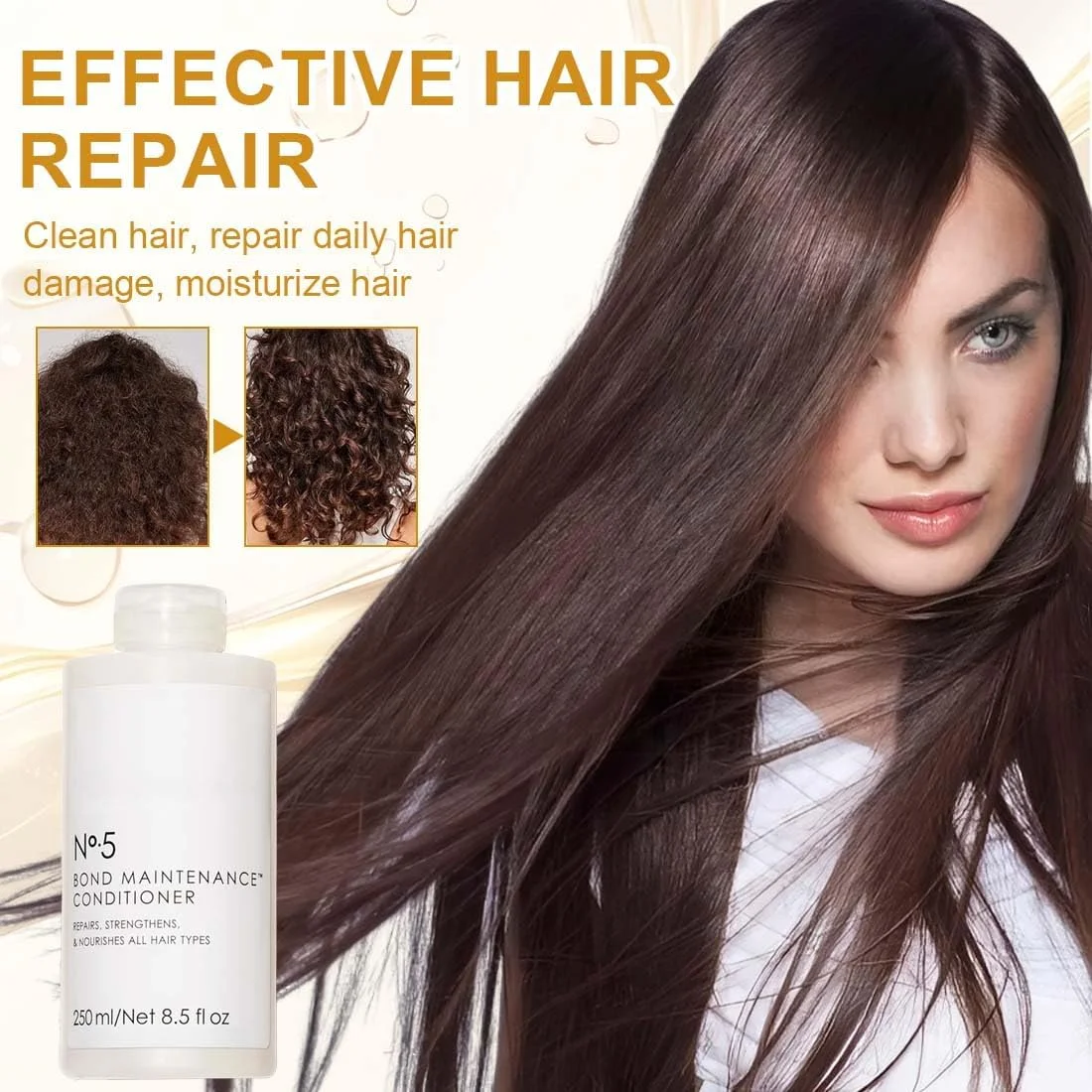 نرم کننده مو 250 میلی لیتری GNHG، نرم کننده مو شماره 5، ترمیم کننده، تقویت کننده، مرطوب کننده، مناسب برای انواع مو