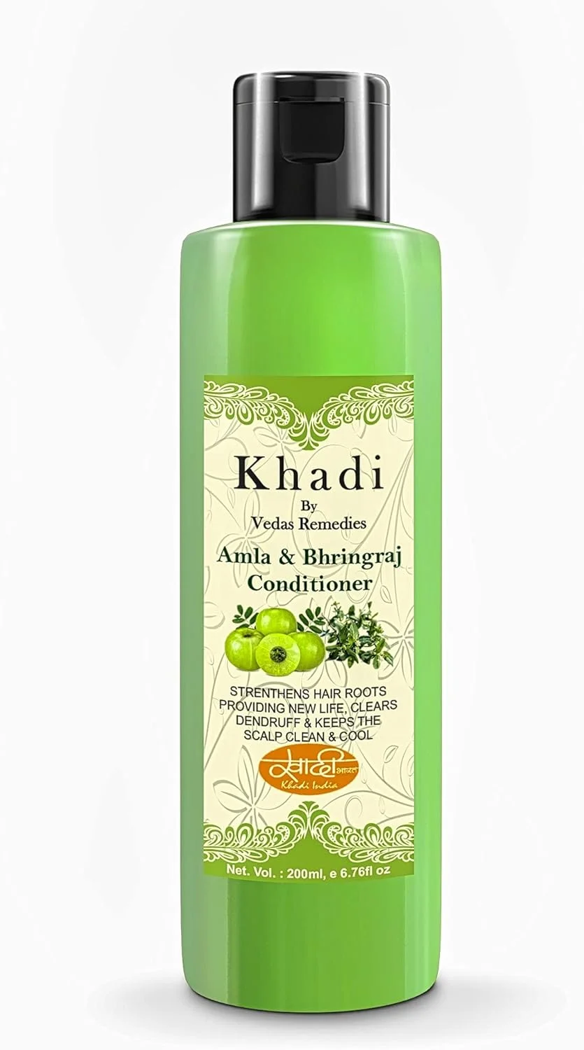 نرم کننده موی گیاهی آیورودا آمله و برینگراج خادی بای وداز رمدیز برای جلوگیری از ریزش مو 200 میلی لیتر | نرم کننده مو برای زنان و مردان برای محافظت 5 برابر، ترمیم موهای آسیب دیده، مواد طبیعی