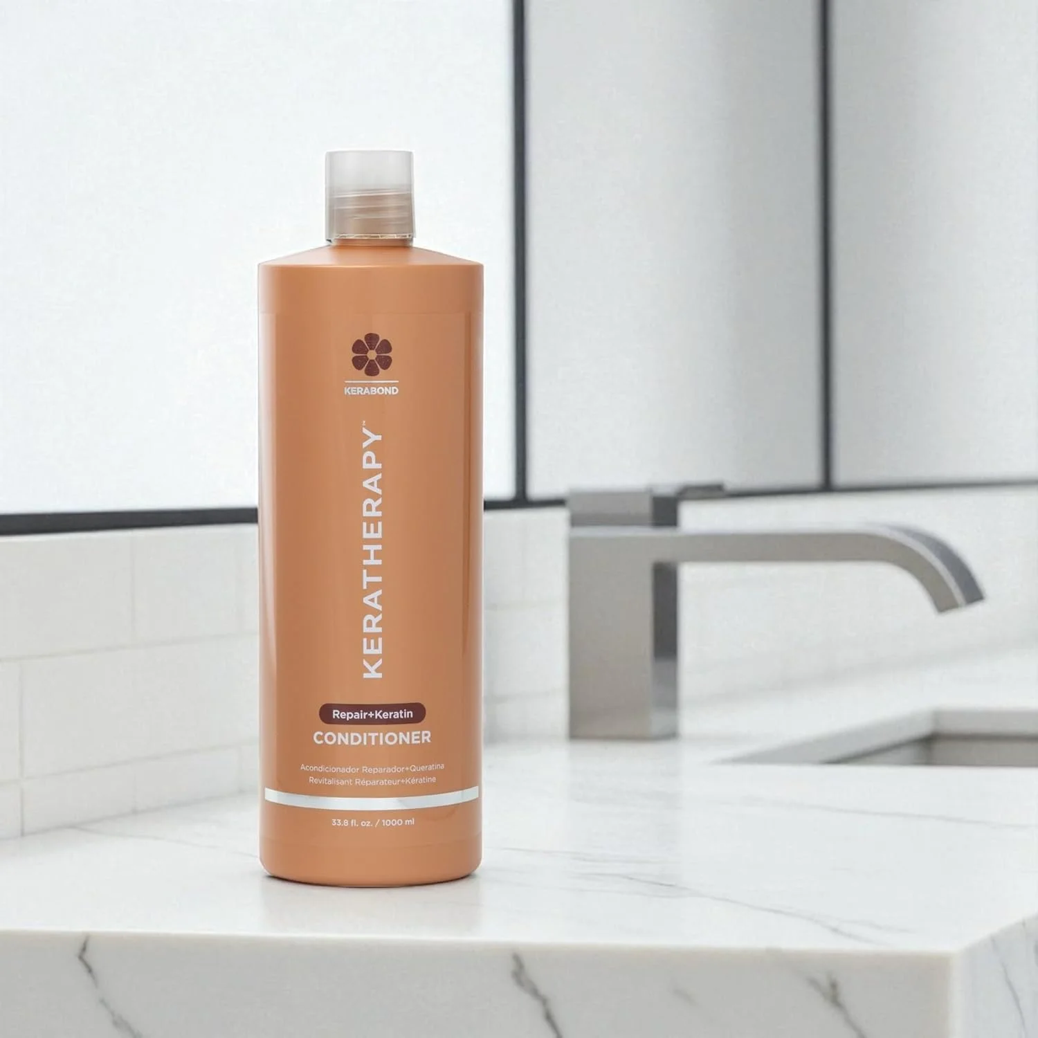 نرم کننده ترمیم کننده مو کراتراپی برای موهای آسیب دیده - نرم کننده خاویار Keratinfixx برای موهای خشک حاوی روغن آرگان و فناوری Kerabond - درمان تزریق شده کراتین برای ترمیم خشکی و شکستگی، 1000 میلی لیتر