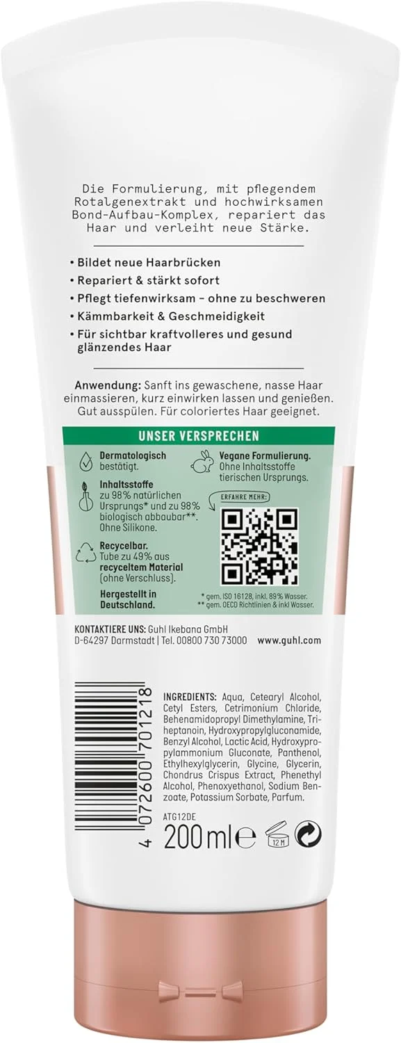نرم کننده موی سر گوهل BOND + REPAIR - حجم: 200 میلی لیتر - ترمیم کننده موهای به شدت آسیب دیده - تقویت کننده عمقی فیبر مو - بدون سیلیکون - حاوی عصاره جلبک قرمز نرم کننده موی سر گوهل BOND + REPAIR - حجم: 200 میلی لیتر - ترمیم کننده موهای به شدت آسیب دیده - تقویت کننده عمقی فیبر مو - بدون سیلیکون - حاوی عصاره جلبک قرمز