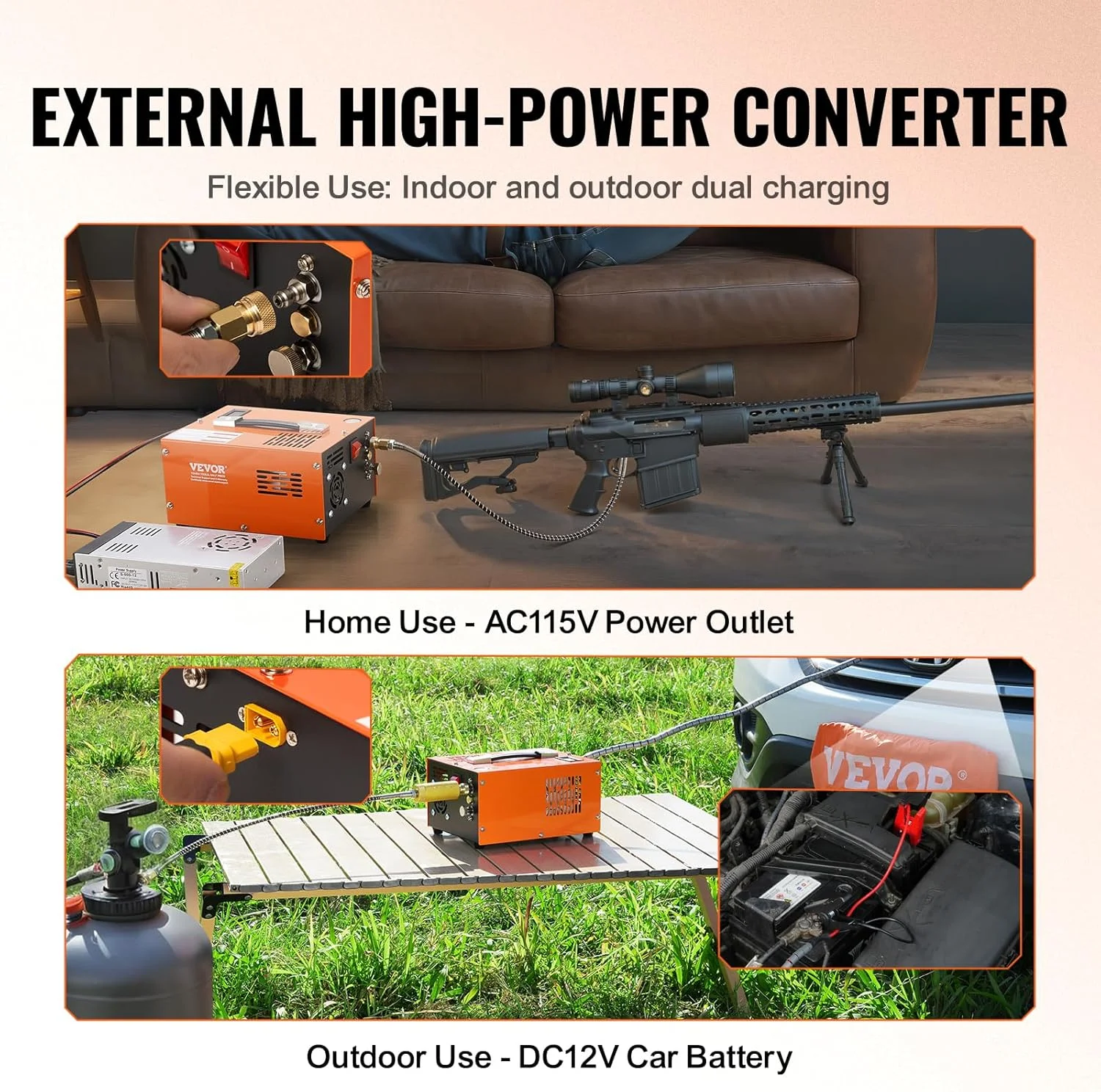 کمپرسور هوای PCP ویور، کمپرسور PCP قابل حمل 4500PSI، کمپرسور تفنگ بادی PCP 12 ولت DC/110 ولت AC با توقف دستی، با آداپتور برق خارجی، فن داخلی، مناسب برای پینت بال، تفنگ بادی، مخزن غواصی کمپرسور هوای PCP ویور، کمپرسور PCP قابل حمل 4500PSI، کمپرسور تفنگ بادی PCP 12 ولت DC/110 ولت AC با توقف دستی، با آداپتور برق خارجی، فن داخلی، مناسب برای پینت بال، تفنگ بادی، مخزن غواصی