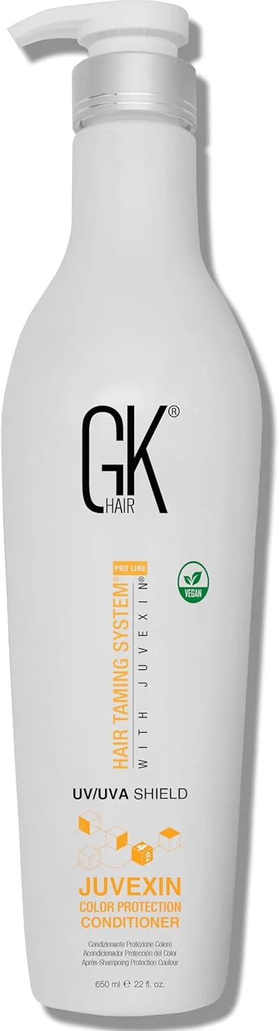 نرم کننده محافظ رنگ مو گلوبال کراتین جی کی هیر (650 میلی لیتر) - پاک کننده عمیق و محافظت حرارتی برای موهای رنگ شده، خشک، آسیب دیده، مجعد و وز - بدون پارابن و سولفات، مناسب برای خانم ها و آقایان