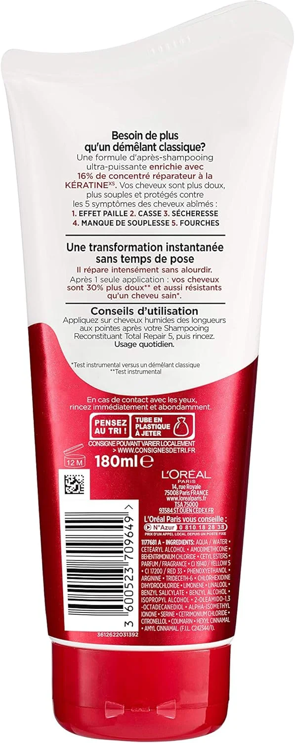 لورآل پاریس - نرم کننده موی سر - موهای آسیب دیده - مراقبت ترمیم کننده قوی - غنی شده با کراتین - السیو توتال ریپیر 5-180 میلی لیتر لورآل پاریس - نرم کننده موی سر - موهای آسیب دیده - مراقبت ترمیم کننده قوی - غنی شده با کراتین - السیو توتال ریپیر 5-180 میلی لیتر