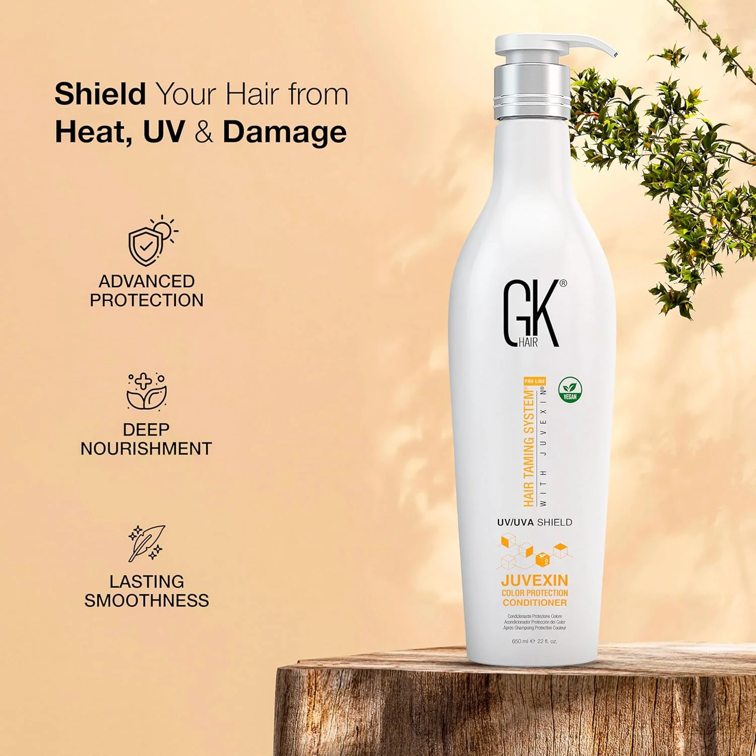 نرم کننده محافظ رنگ مو گلوبال کراتین جی کی هیر (650 میلی لیتر) - پاک کننده عمیق و محافظت حرارتی برای موهای رنگ شده، خشک، آسیب دیده، مجعد و وز - بدون پارابن و سولفات، مناسب برای خانم ها و آقایان