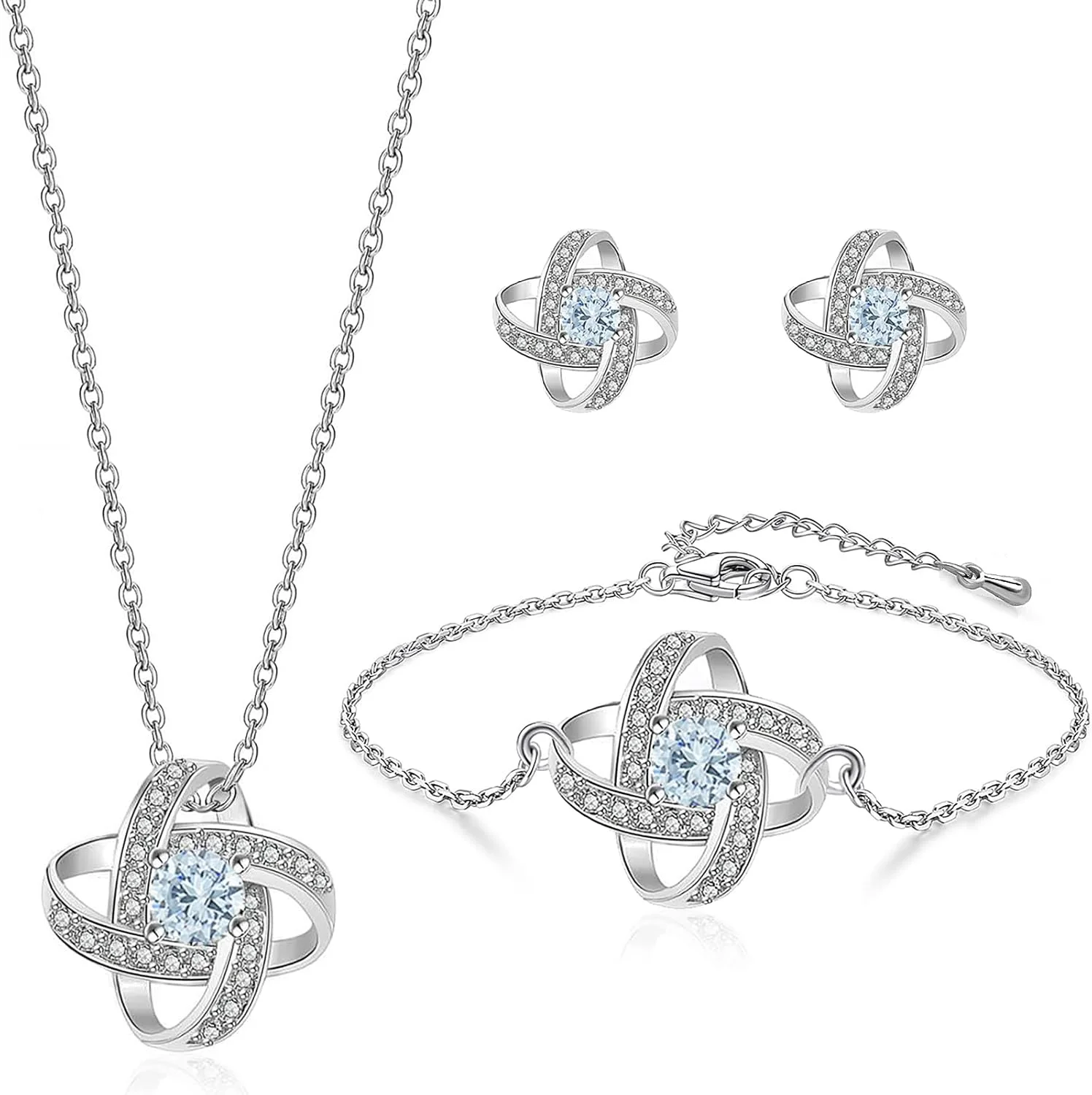 ست جواهرات زنانه، ست گردنبند، دستبند و گوشواره، آویز طرح شبدر چهار برگ ایتالیایی با زیرکونیا مکعبی، جواهرات ضد حساسیت برای مهمانی عروسی دختر، مادر، همسر، دوست