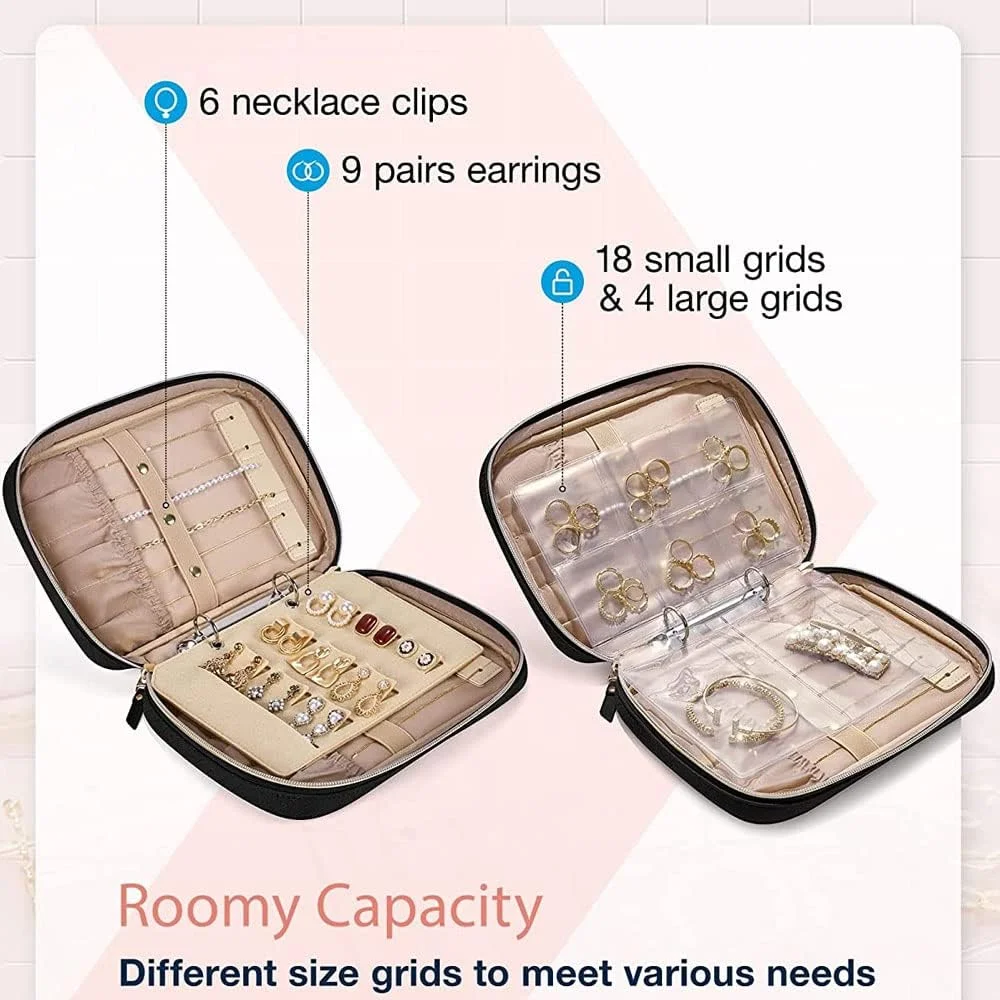 جعبه جواهرات مسافرتی اکسفور، سازمان دهنده کوچک جواهرات چرمی PU برای زنان و دختران، جعبه های نگهدارنده نمایشگر مینی قابل حمل برای گوشواره های میخی، انگشترها، گردنبندها، دستبندها (مشکی) جعبه جواهرات مسافرتی اکسفور، سازمان دهنده کوچک جواهرات چرمی PU برای زنان و دختران، جعبه های نگهدارنده نمایشگر مینی قابل حمل برای گوشواره های میخی، انگشترها، گردنبندها، دستبندها (مشکی)