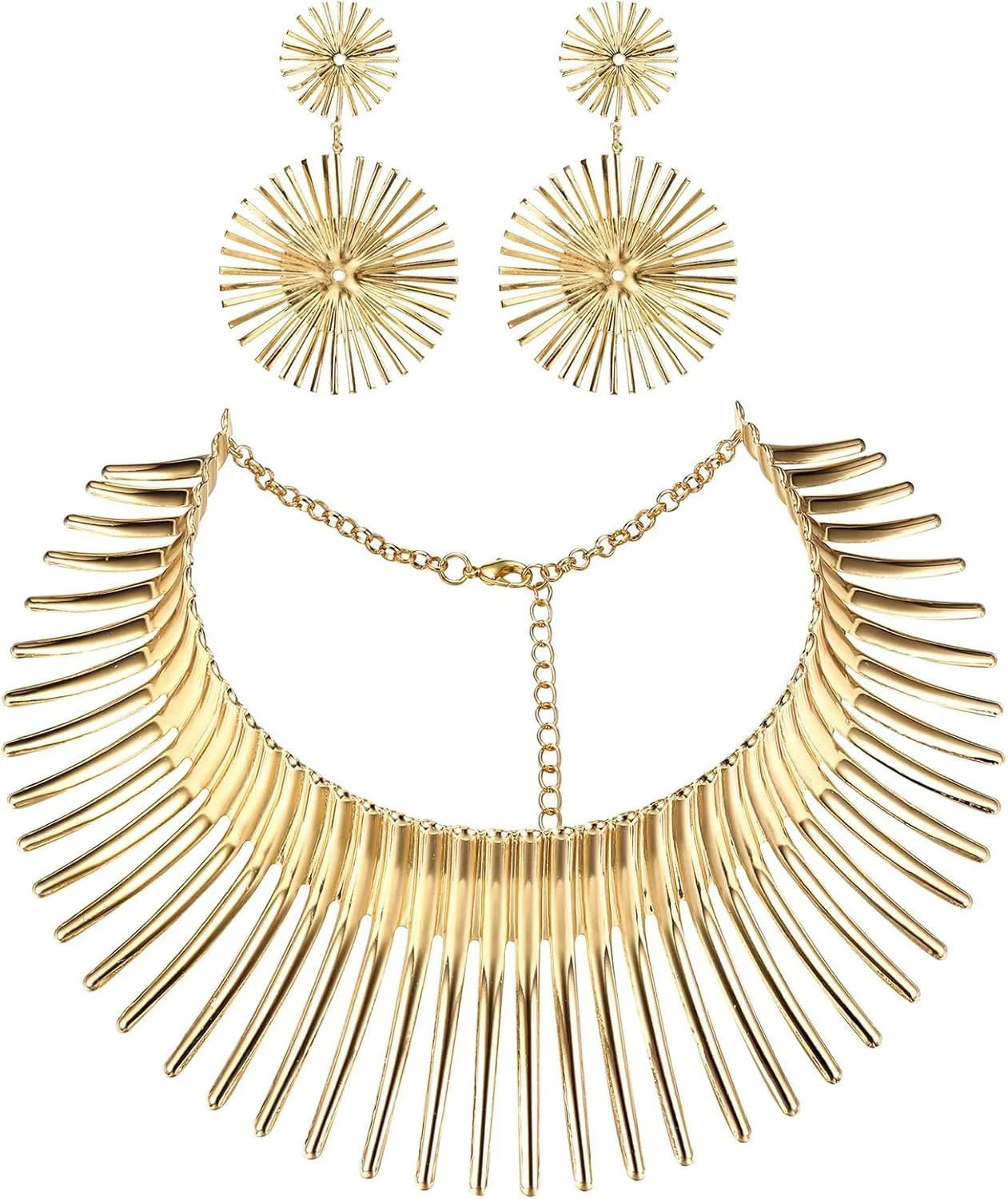 ست گردنبند چوکر آفریقایی Excefore با گوشواره، ست جواهرات زنانه، جواهرات طلایی طرح دندان، مناسب برای مهمانی های بالماسکه و عروسی