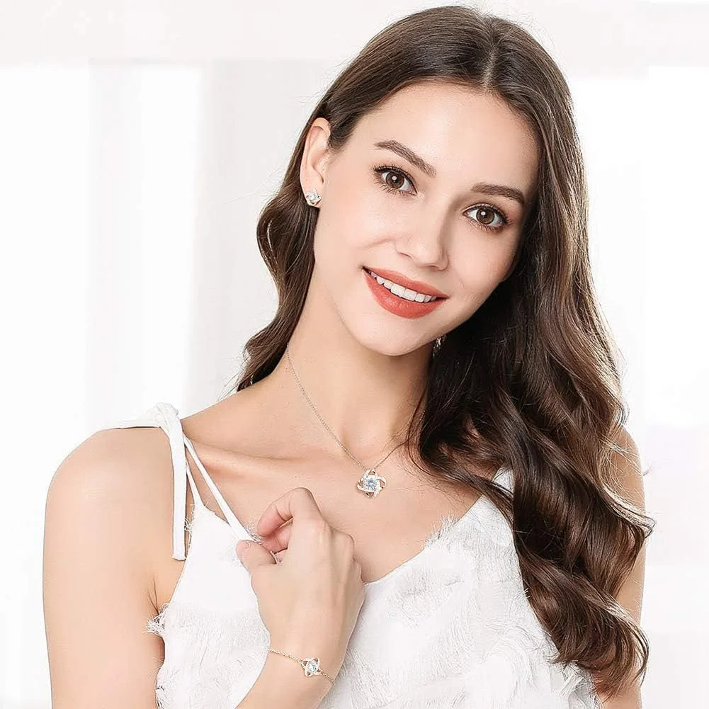 ست جواهرات زنانه، ست گردنبند، دستبند و گوشواره، آویز طرح شبدر چهار برگ ایتالیایی با زیرکونیا مکعبی، جواهرات ضد حساسیت برای مهمانی عروسی دختر، مادر، همسر، دوست ست جواهرات زنانه، ست گردنبند، دستبند و گوشواره، آویز طرح شبدر چهار برگ ایتالیایی با زیرکونیا مکعبی، جواهرات ضد حساسیت برای مهمانی عروسی دختر، مادر، همسر، دوست