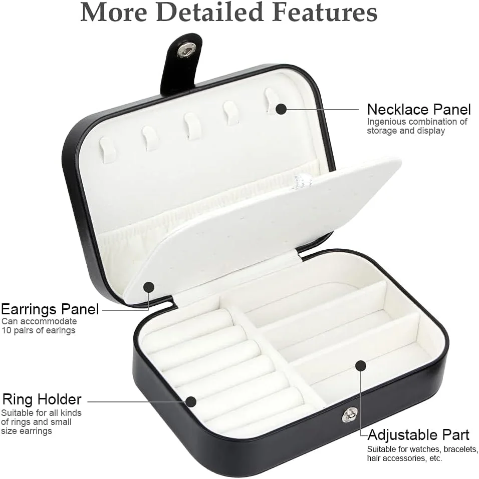 جعبه جواهرات، جعبه های سازمان دهنده جواهرات مسافرتی با دو لایه برای گردنبند، گوشواره، انگشتر و لوازم جانبی مسافرتی زنانه، مشکی جعبه جواهرات، جعبه های سازمان دهنده جواهرات مسافرتی با دو لایه برای گردنبند، گوشواره، انگشتر و لوازم جانبی مسافرتی زنانه، مشکی