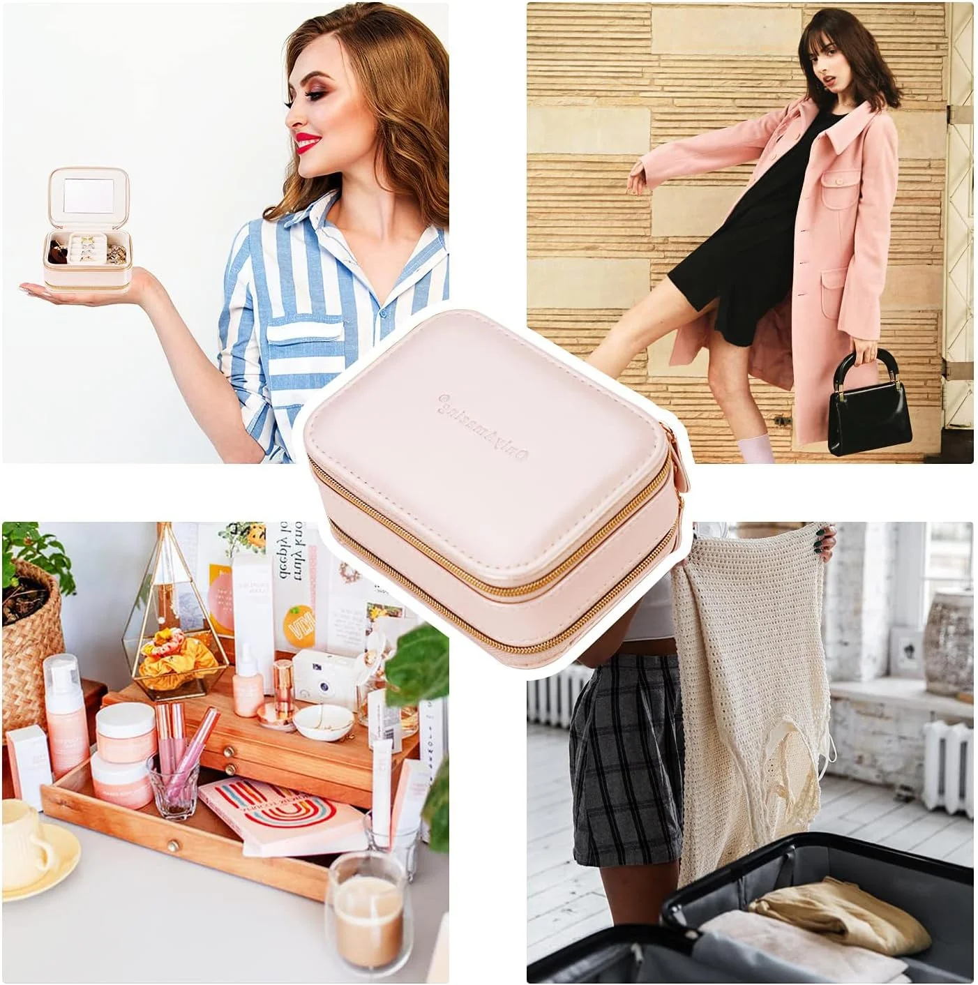 جعبه جواهرات مسافرتی اکسفور، کیف نگهدارنده جواهرات قابل حمل برای زنان، جعبه نگهداری دو لایه گردنبند، گوشواره، انگشتر، آویز، دستبند (چرم، صورتی) جعبه جواهرات مسافرتی اکسفور، کیف نگهدارنده جواهرات قابل حمل برای زنان، جعبه نگهداری دو لایه گردنبند، گوشواره، انگشتر، آویز، دستبند (چرم، صورتی)