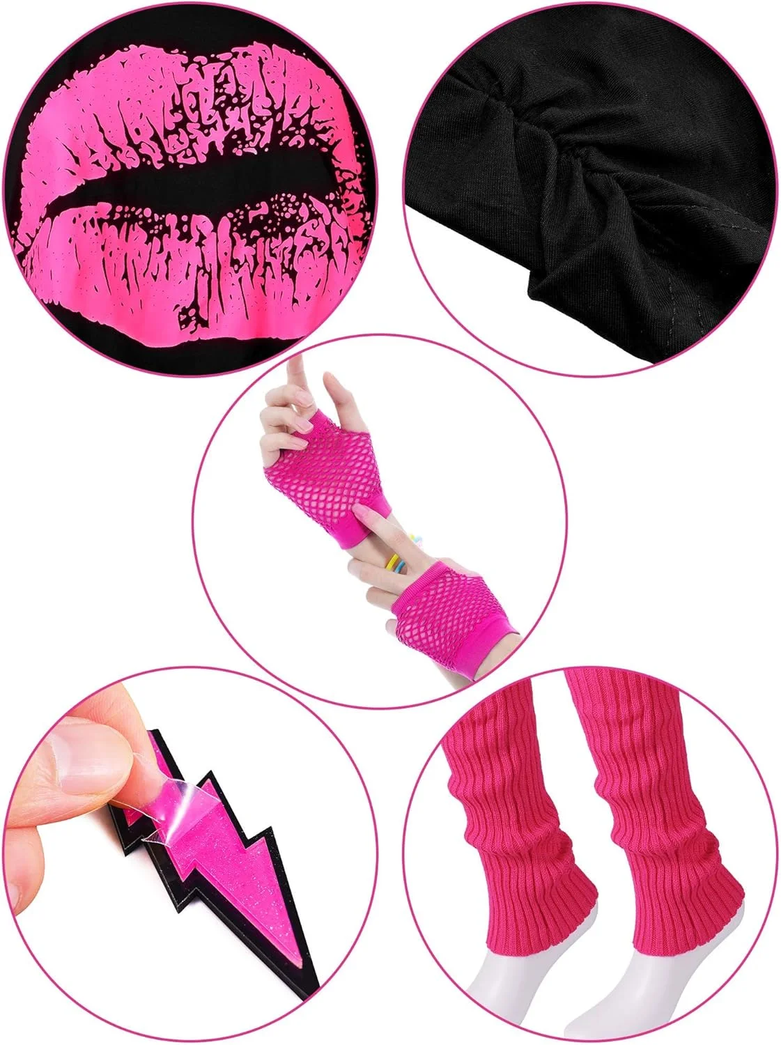 ست لوازم جانبی لباس زنانه دهه 80 Excefore، تی شرت طرح لب، دامن توتو بزرگسال، هدبند توری، گوشواره های نئون، گردنبند، ساق گرمکن، دستکش های توری، دستبند (قرمز رز، XL) ست لوازم جانبی لباس زنانه دهه 80 Excefore، تی شرت طرح لب، دامن توتو بزرگسال، هدبند توری، گوشواره های نئون، گردنبند، ساق گرمکن، دستکش های توری، دستبند (قرمز رز، XL)