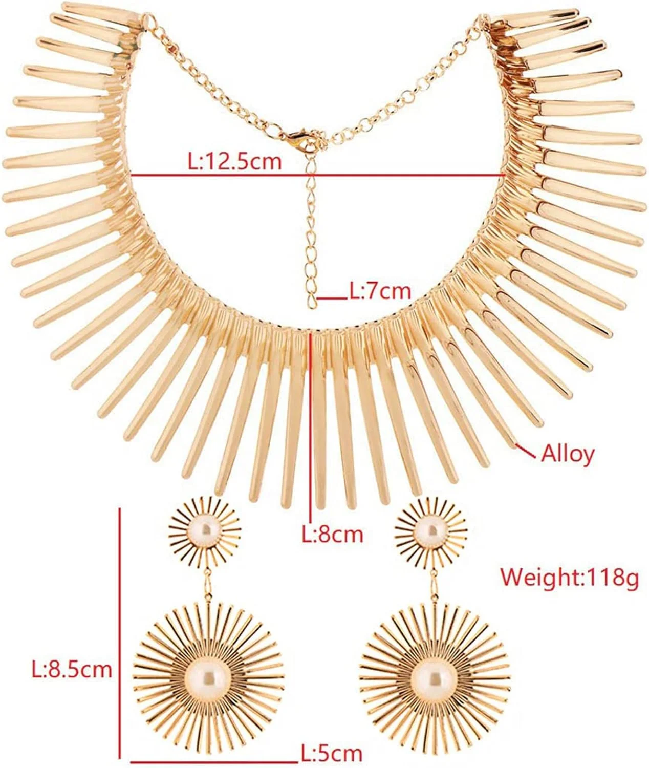 ست گردنبند چوکر آفریقایی Excefore با گوشواره، ست جواهرات زنانه، جواهرات طلایی طرح دندان، مناسب برای مهمانی های بالماسکه و عروسی ست گردنبند چوکر آفریقایی Excefore با گوشواره، ست جواهرات زنانه، جواهرات طلایی طرح دندان، مناسب برای مهمانی های بالماسکه و عروسی