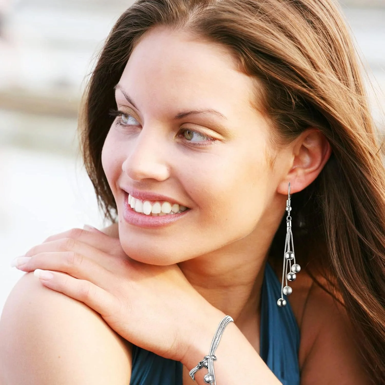 ست جواهرات زنانه، گردنبند نقره 925، دستبند و گوشواره، طراحی آویز منگوله ای مات ایتالیایی، هدیه جواهرات برای تولد، سال نو، سالگرد، روز عروسی، دختر، مادر، همسر، دوست ست جواهرات زنانه، گردنبند نقره 925، دستبند و گوشواره، طراحی آویز منگوله ای مات ایتالیایی، هدیه جواهرات برای تولد، سال نو، سالگرد، روز عروسی، دختر، مادر، همسر، دوست