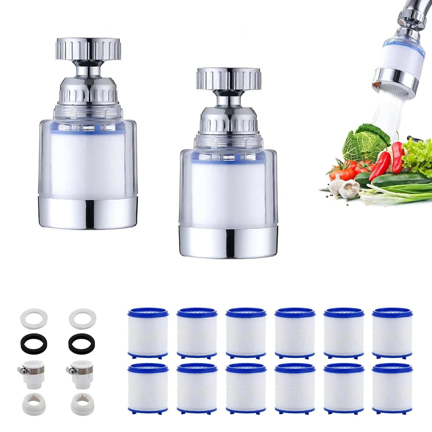 فیلتر آب شیر Taciieua، فیلتر سینک آشپزخانه و حمام - حذف کلر، فلوراید، فلزات سنگین (2 عددی) فیلتر آب شیر Taciieua، فیلتر سینک آشپزخانه و حمام - حذف کلر، فلوراید، فلزات سنگین (2 عددی)