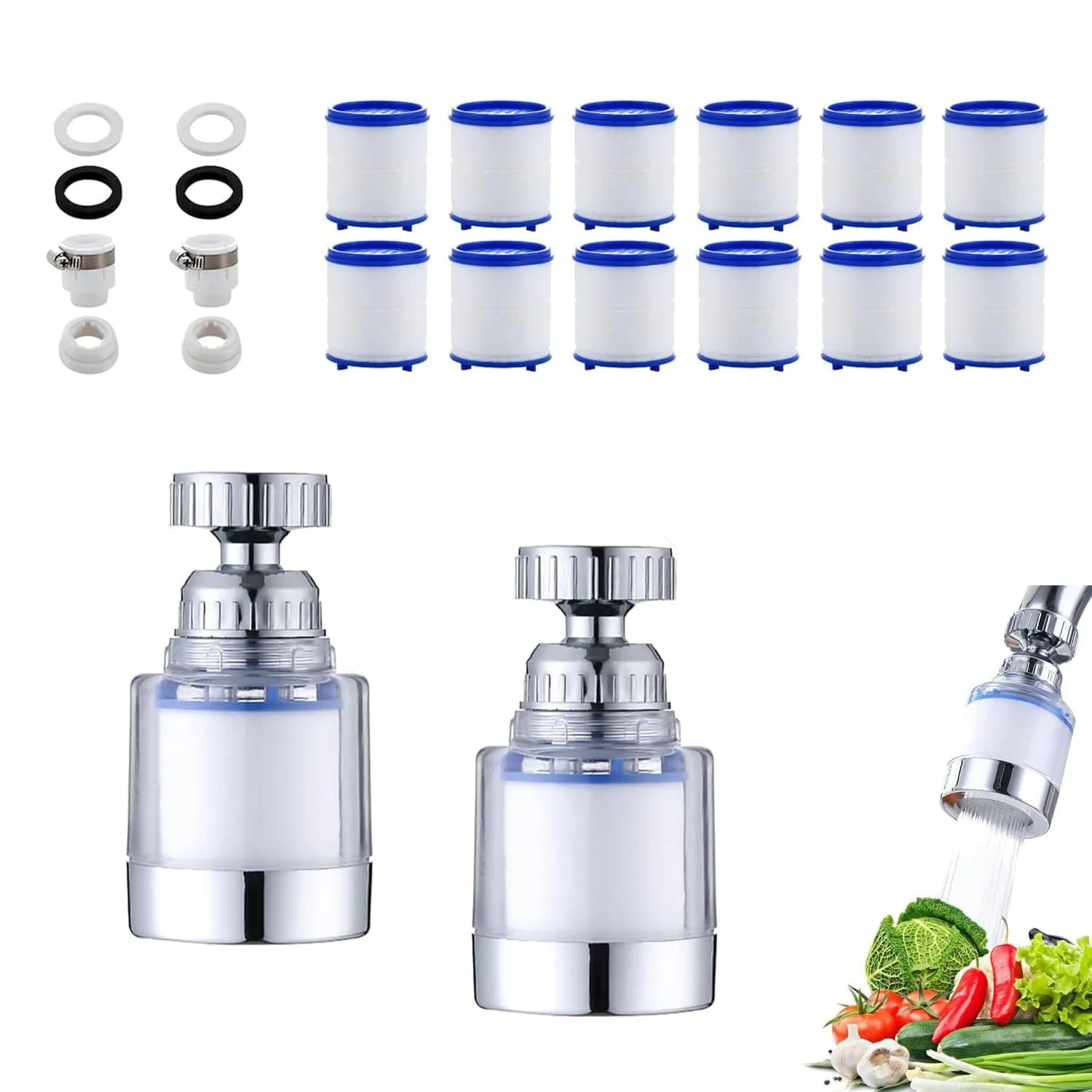 فیلتر سینک حمام، فیلتر شیر حمام، فیلتر شیر آشپزخانه با قابلیت چرخش 360 درجه، حذف فلورین، فلزات سنگین و سختی آب برای آشپزخانه و حمام منزل (بسته 2 عددی) فیلتر سینک حمام، فیلتر شیر حمام، فیلتر شیر آشپزخانه با قابلیت چرخش 360 درجه، حذف فلورین، فلزات سنگین و سختی آب برای آشپزخانه و حمام منزل (بسته 2 عددی)