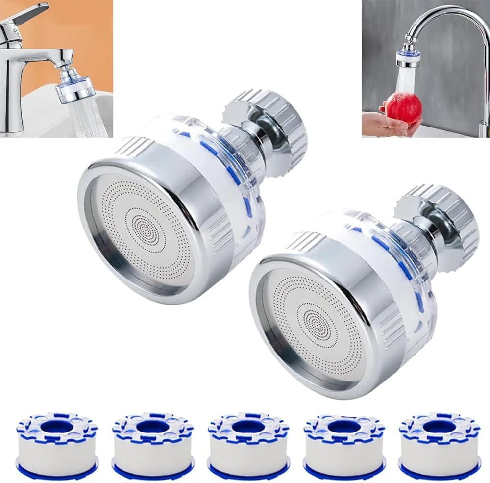 فیلتر آب شیر آشپزخانه AMERTEER | فیلتر آب برای شیرآلات | سر دوش چرخشی 360 درجه با کارتریج های قابل تعویض | 5 عدد روکش فیلتر آب آشپزخانه، هواساز صرفه جویی در آب (2 بسته) فیلتر آب شیر آشپزخانه AMERTEER | فیلتر آب برای شیرآلات | سر دوش چرخشی 360 درجه با کارتریج های قابل تعویض | 5 عدد روکش فیلتر آب آشپزخانه، هواساز صرفه جویی در آب (2 بسته)