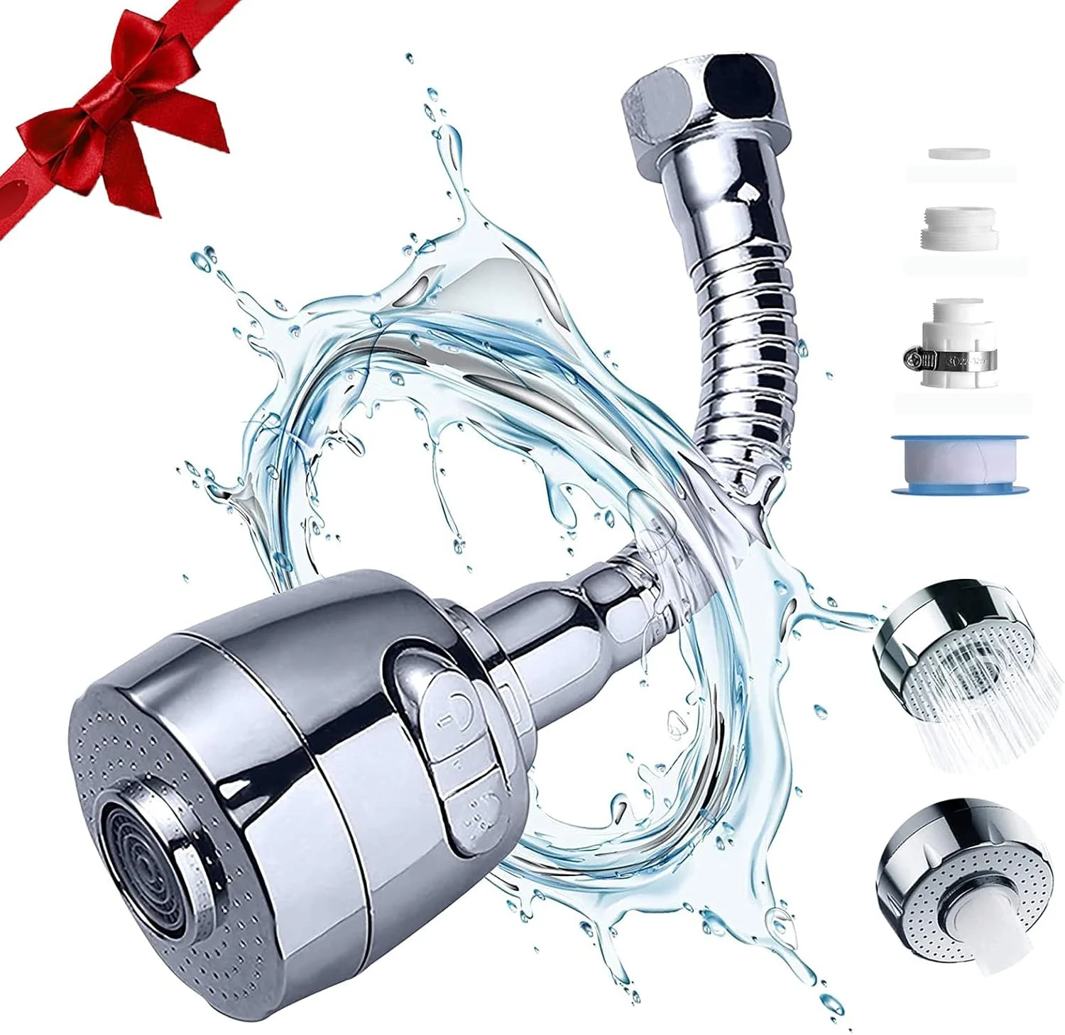 سر دوش شیر آشپزخانه KASTWAVE، آداپتور پخش کننده آب - چرخش 360 درجه، ABS ضد پاشش، جایگزین سر دوش - اتصال نازل سینک دوش انعطاف پذیر با 2 حالت برای حمام سر دوش شیر آشپزخانه KASTWAVE، آداپتور پخش کننده آب - چرخش 360 درجه، ABS ضد پاشش، جایگزین سر دوش - اتصال نازل سینک دوش انعطاف پذیر با 2 حالت برای حمام