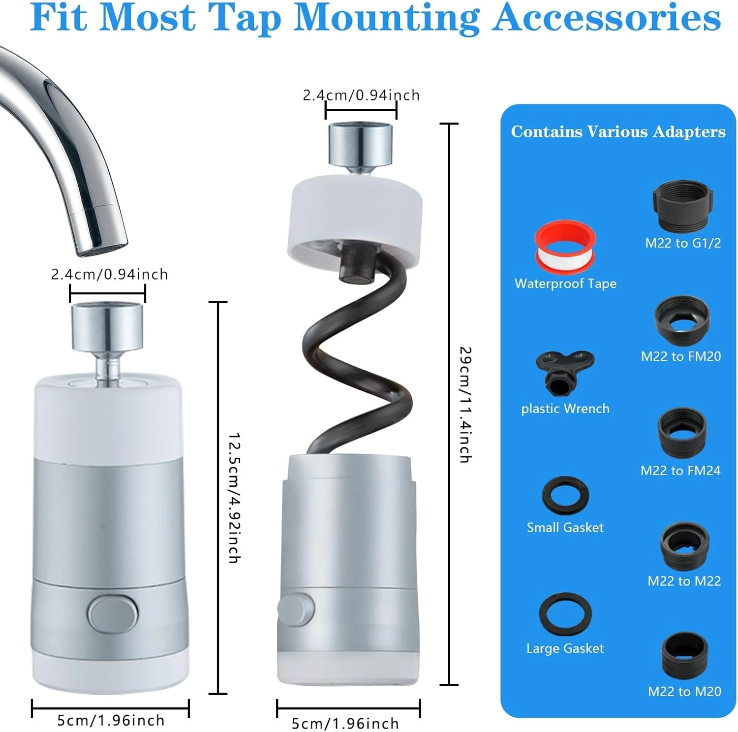 سری آبپاش شیر آشپزخانه، چرخش 360 درجه و افزایش دهنده طول شیر برای سینک ظرفشویی، لوازم جانبی اسپری کننده هواکش شیر، اتصال آداپتور شیر جهانی (نقره ای) سری آبپاش شیر آشپزخانه، چرخش 360 درجه و افزایش دهنده طول شیر برای سینک ظرفشویی، لوازم جانبی اسپری کننده هواکش شیر، اتصال آداپتور شیر جهانی (نقره ای)