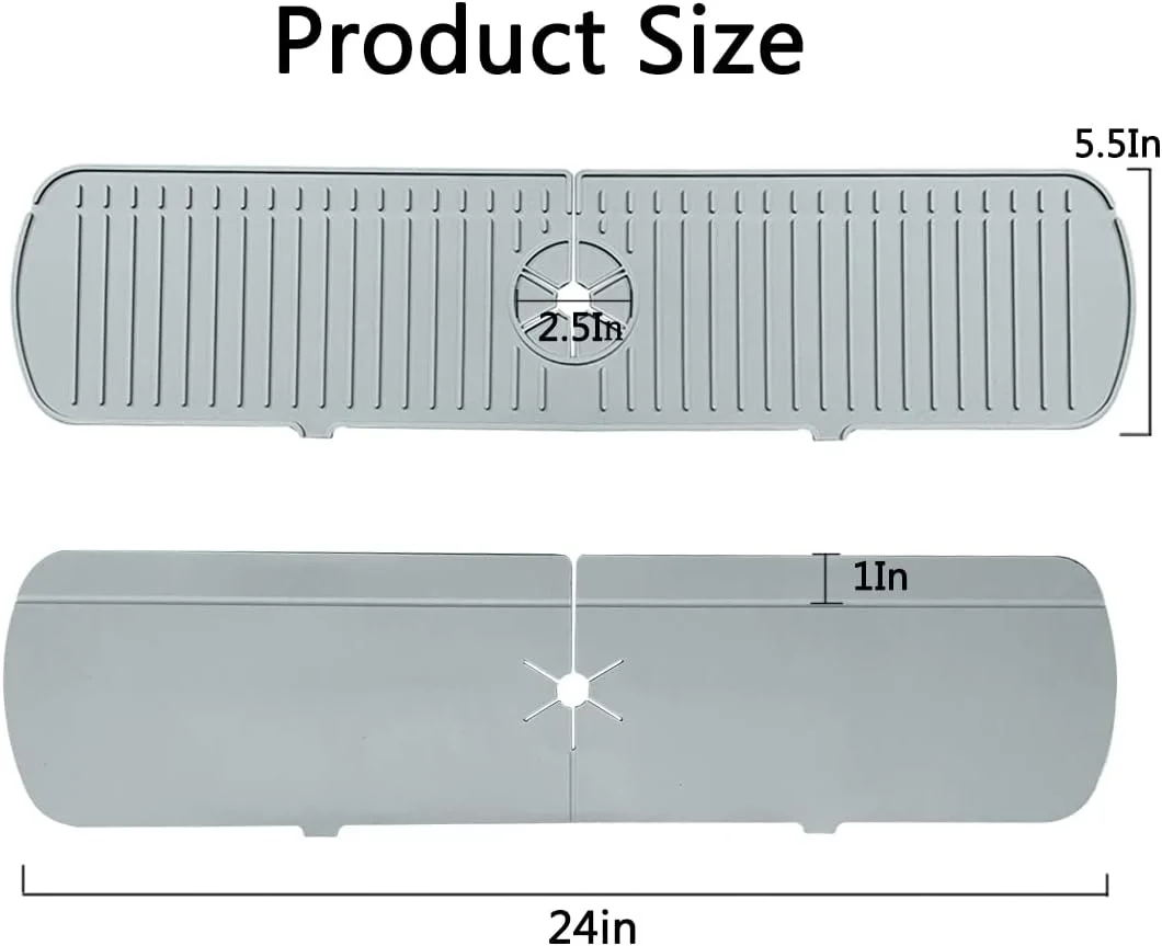 محافظ پاشش سینک ظرفشویی CEDOCSH، سینی زیر شیر آب سیلیکونی 24 اینچی، پد بزرگ سیلیکونی شیر آب، محافظ سینک برای لوازم جانبی سینک آشپزخانه، سینک حمام