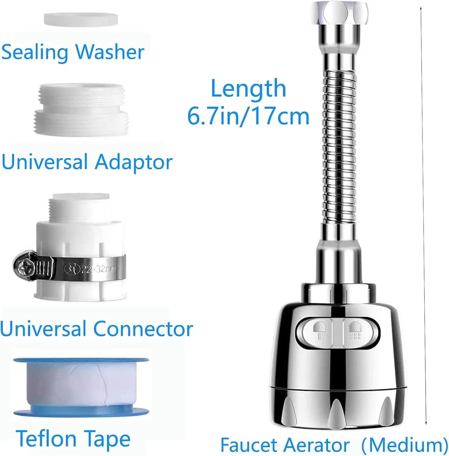 سر دوش شیر آشپزخانه KASTWAVE، آداپتور پخش کننده آب - چرخش 360 درجه، ABS ضد پاشش، جایگزین سر دوش - اتصال نازل سینک دوش انعطاف پذیر با 2 حالت برای حمام سر دوش شیر آشپزخانه KASTWAVE، آداپتور پخش کننده آب - چرخش 360 درجه، ABS ضد پاشش، جایگزین سر دوش - اتصال نازل سینک دوش انعطاف پذیر با 2 حالت برای حمام