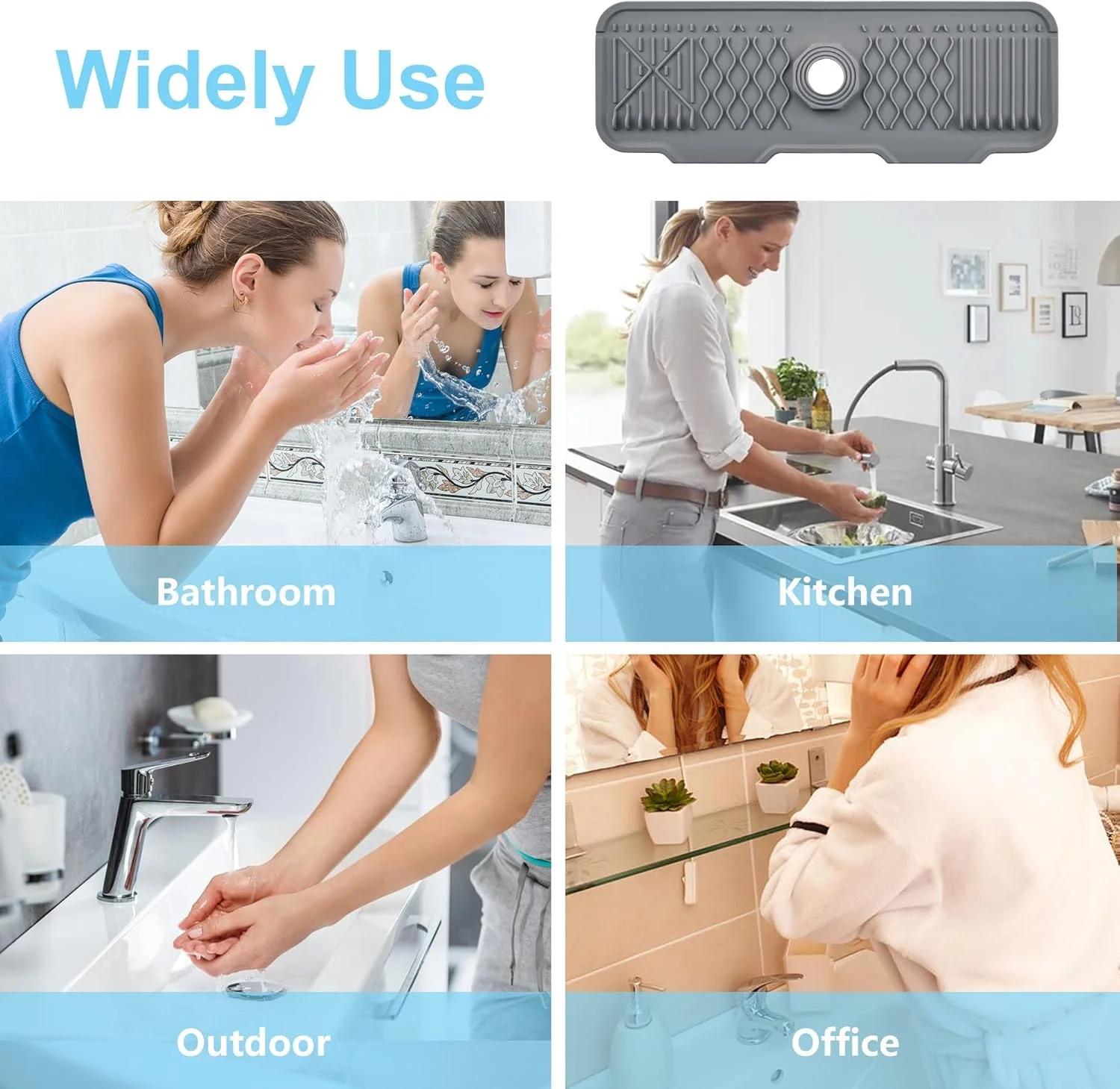 پد سیلیکونی شیر آب، محافظ پاشش سینک ظرفشویی، سینی قطره گیر دسته شیر آب سیلیکونی ضد لغزش با شیب 5 درجه، لوازم جانبی آشپزخانه محافظ سینک برای حمام (43.3*15*0.2 سانتی متر، ارتفاع: 1.5 سانتی متر) پد سیلیکونی شیر آب، محافظ پاشش سینک ظرفشویی، سینی قطره گیر دسته شیر آب سیلیکونی ضد لغزش با شیب 5 درجه، لوازم جانبی آشپزخانه محافظ سینک برای حمام (43.3*15*0.2 سانتی متر، ارتفاع: 1.5 سانتی متر)