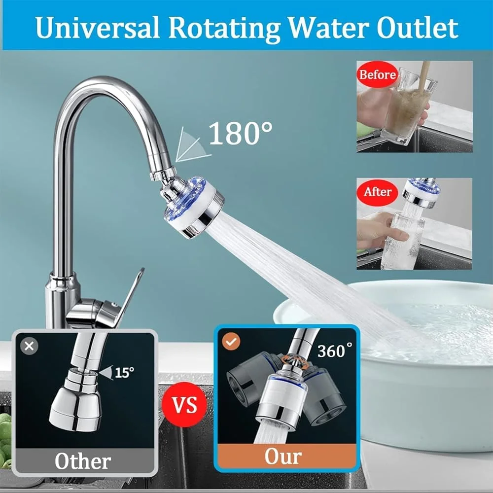 فیلتر آب شیر آشپزخانه AMERTEER | فیلتر آب برای شیرآلات | سر دوش چرخشی 360 درجه با کارتریج های قابل تعویض | 5 عدد روکش فیلتر آب آشپزخانه، هواساز صرفه جویی در آب (2 بسته) فیلتر آب شیر آشپزخانه AMERTEER | فیلتر آب برای شیرآلات | سر دوش چرخشی 360 درجه با کارتریج های قابل تعویض | 5 عدد روکش فیلتر آب آشپزخانه، هواساز صرفه جویی در آب (2 بسته)