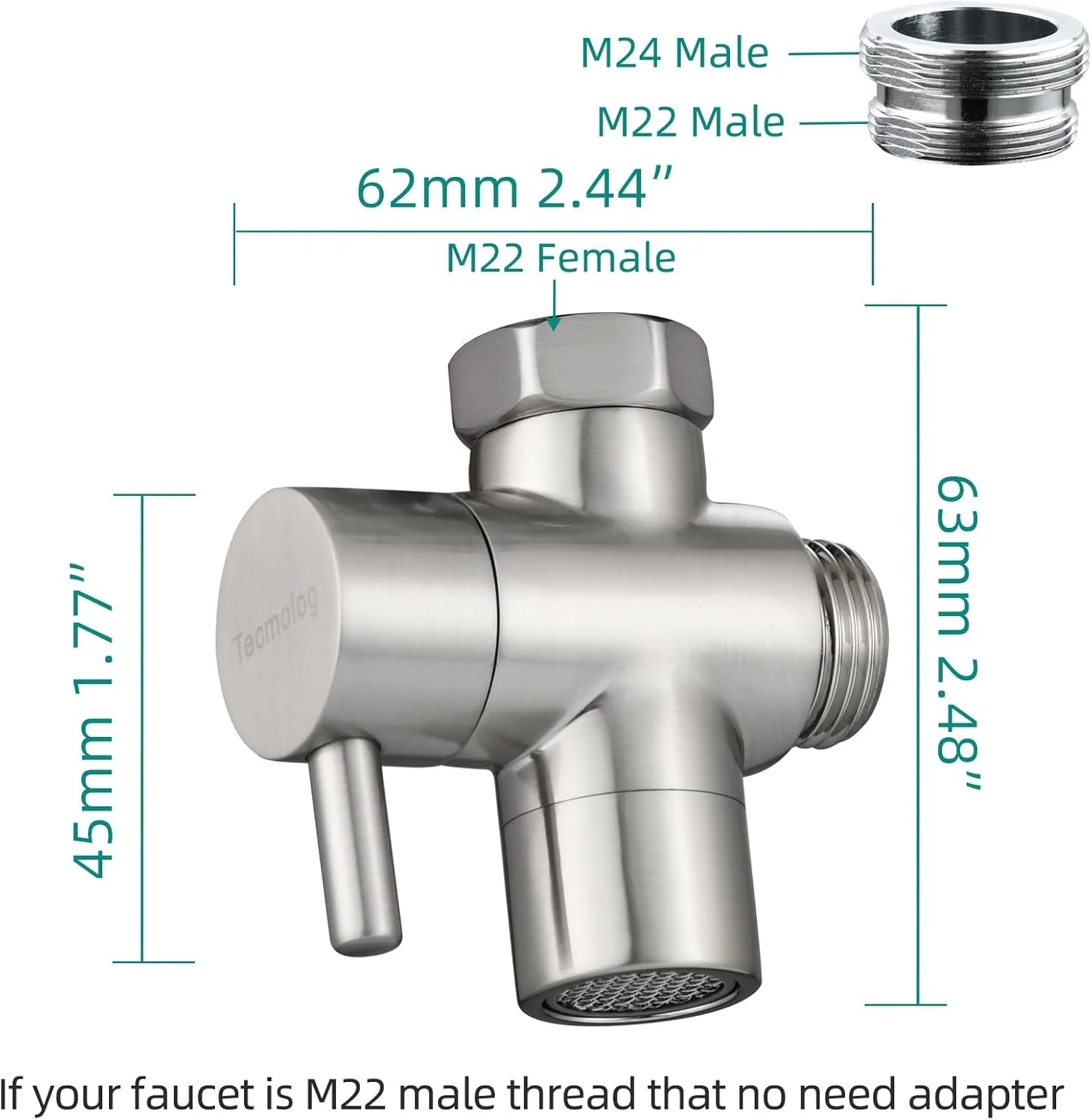 شیر سه راهی برنجی انشعاب سینک تکمولوگ 22 میلی متر برای حمام و آشپزخانه، نیکل برس خورده، SBA021CNA شیر سه راهی برنجی انشعاب سینک تکمولوگ 22 میلی متر برای حمام و آشپزخانه، نیکل برس خورده، SBA021CNA