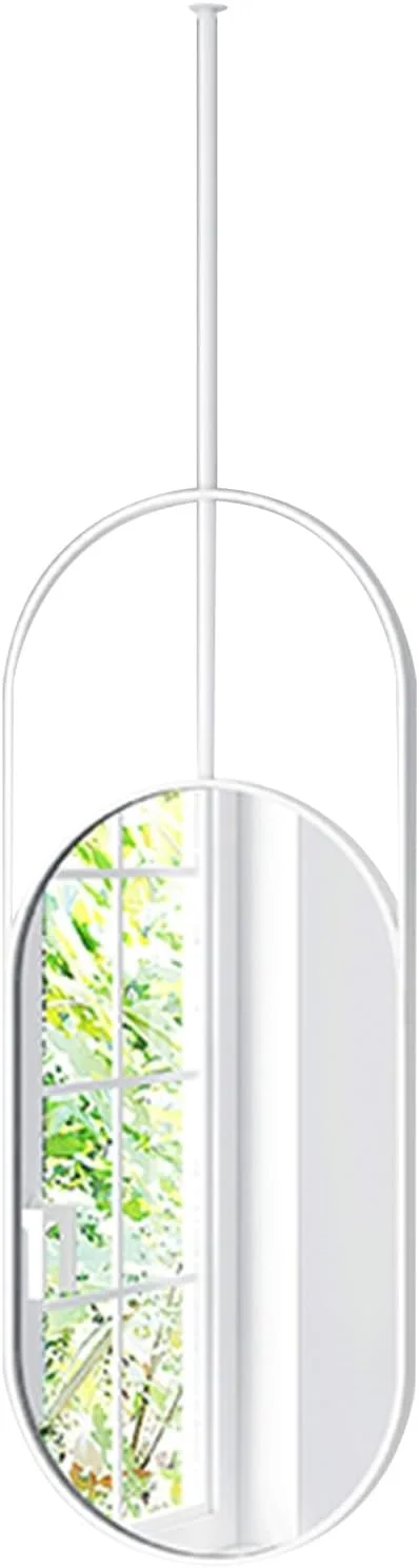 آینه معلق آویز سقفی XLTFUC با قاب فلزی، آینه روشویی بزرگ حمام، آینه دیواری بزرگ حمام برای نصب روی سقف بالای سینک (C-r3, 50x100cm)