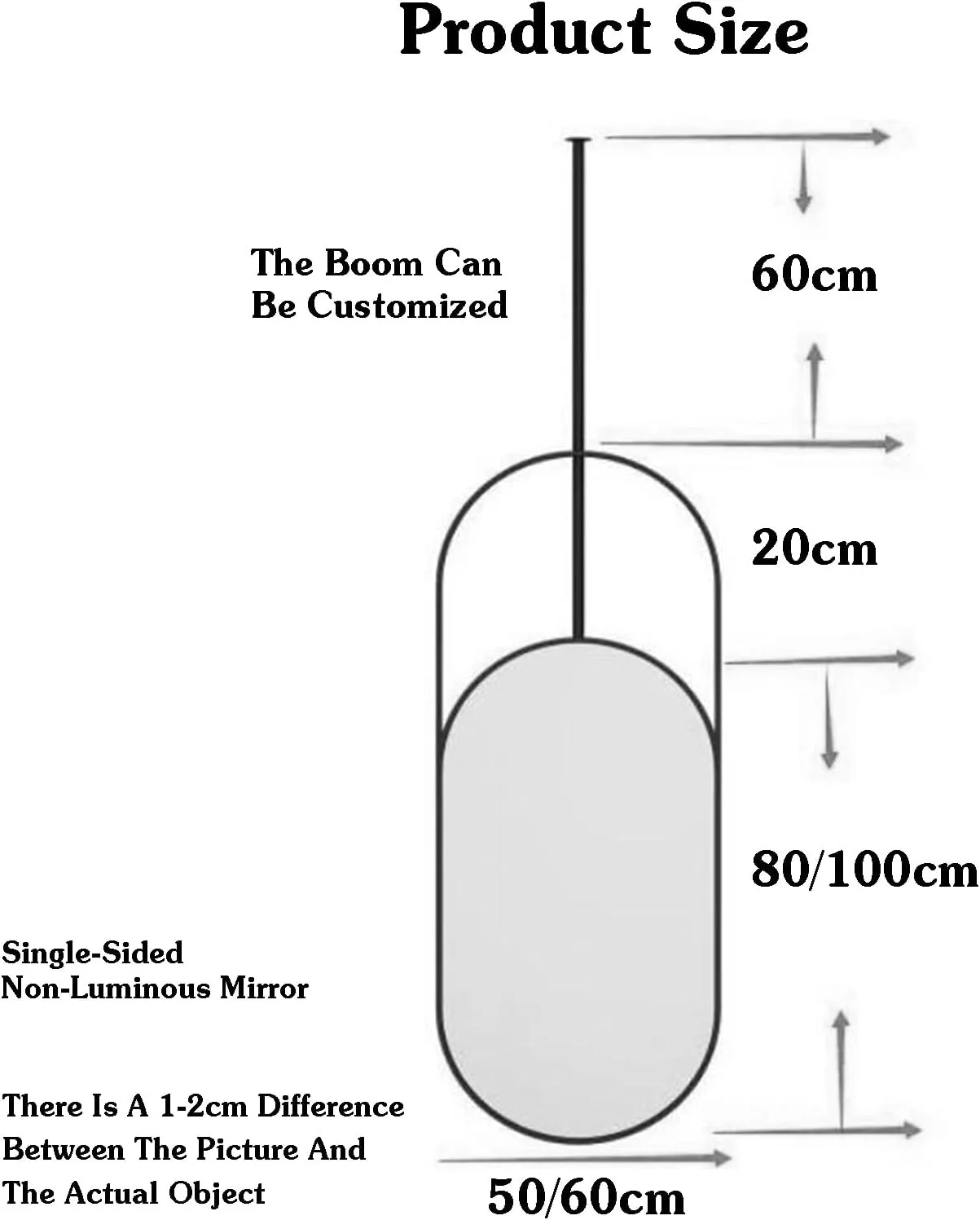 آینه معلق آویز سقفی XLTFUC با قاب فلزی، آینه روشویی بزرگ حمام، آینه دیواری بزرگ حمام برای نصب روی سقف بالای سینک (C-r3, 50x100cm)