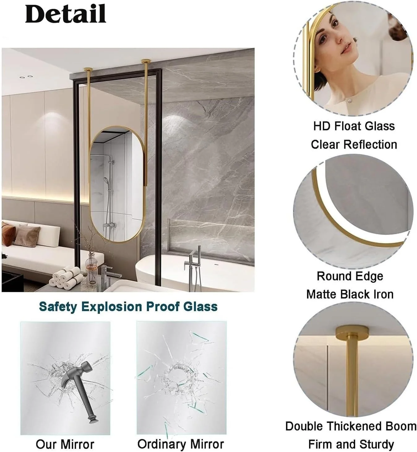 آینه بیضی شکل دیواری XLTFUC با قاب فلزی، مناسب برای نصب سقفی آینه تزئینی بالای سینک، برای سرویس بهداشتی، ورودی، فروشگاه (60x90 سانتی متر) آینه بیضی شکل دیواری XLTFUC با قاب فلزی، مناسب برای نصب سقفی آینه تزئینی بالای سینک، برای سرویس بهداشتی، ورودی، فروشگاه (60x90 سانتی متر)