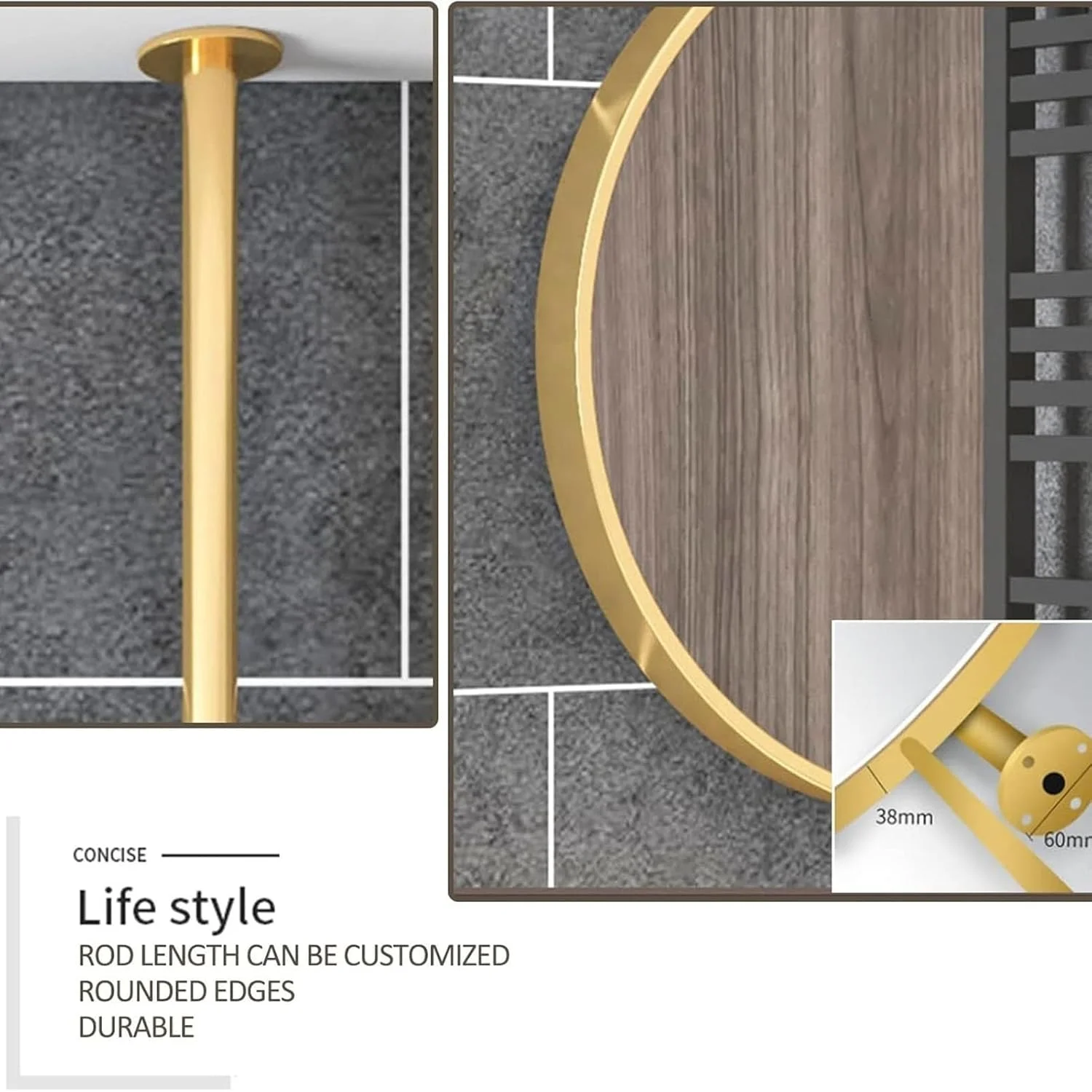 آینه گرد معلق سقفی XLTFUC با قاب فلزی و میله آویز برای سرویس بهداشتی، ورودی، فروشگاه، آینه تزئینی بزرگ آویزان حمام (طلایی، 70 سانتی متر) آینه گرد معلق سقفی XLTFUC با قاب فلزی و میله آویز برای سرویس بهداشتی، ورودی، فروشگاه، آینه تزئینی بزرگ آویزان حمام (طلایی، 70 سانتی متر)