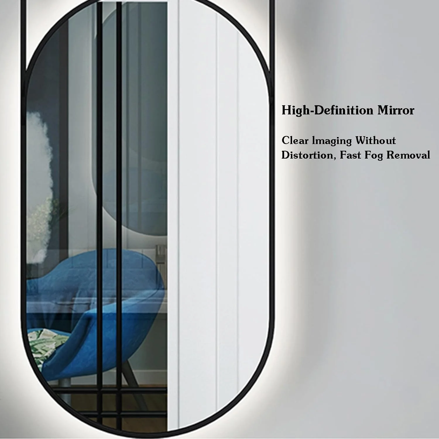 آینه معلق آویز سقفی XLTFUC با قاب فلزی، آینه روشویی بزرگ حمام، آینه دیواری بزرگ حمام برای نصب روی سقف بالای سینک (C-r3, 50x100cm)