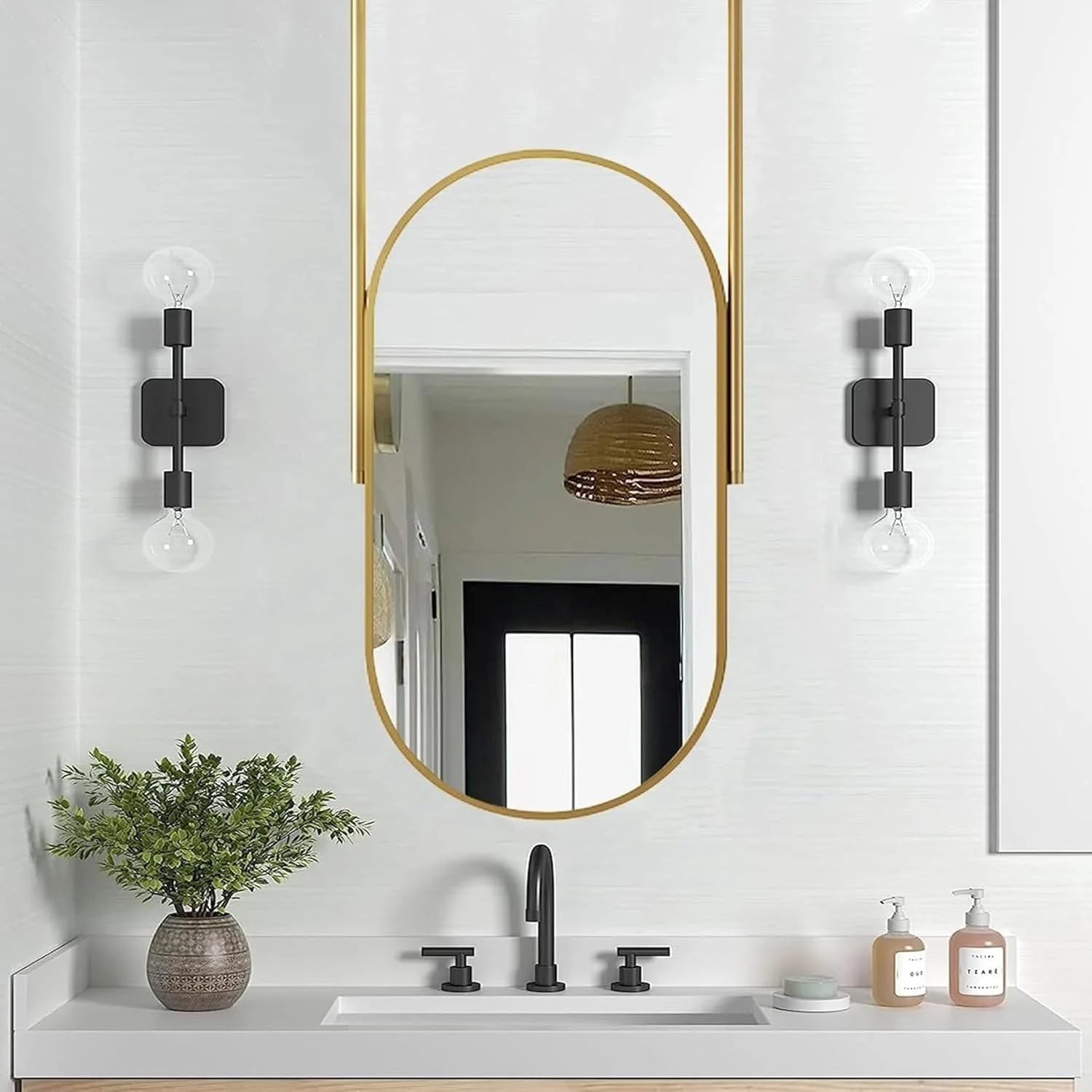 آینه بیضی شکل دیواری XLTFUC با قاب فلزی، مناسب برای نصب سقفی آینه تزئینی بالای سینک، برای سرویس بهداشتی، ورودی، فروشگاه (60x90 سانتی متر) آینه بیضی شکل دیواری XLTFUC با قاب فلزی، مناسب برای نصب سقفی آینه تزئینی بالای سینک، برای سرویس بهداشتی، ورودی، فروشگاه (60x90 سانتی متر)