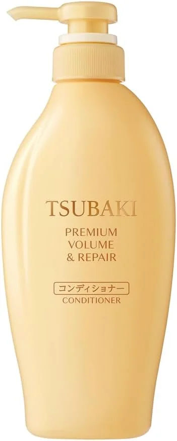 نرم کننده مو حجم دهنده و ترمیم کننده پریمیم TSUBAKI (ظاهر جدید، فرمول بهبود یافته) | افزایش فوری حجم در 1 بار استفاده، برای بهبود موهای صاف و بی جان | 450 میلی لیتر